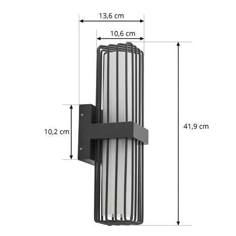 B-Ware Lucande Außenwandleuchte Wandlampe Chandan Anthrazit Alu 41,9 Cm Außenlampe