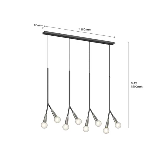B-Ware Lucande Carlea Hängeleuchte Hängeleuchte Lampe Leuchte 8 Fl., Schwarz Nickel Ip2 - 4251096578386
