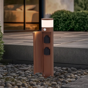 B-Ware Lucande Sockellampe Standleuchte Corban Sensor Steckdose Rost Ip44