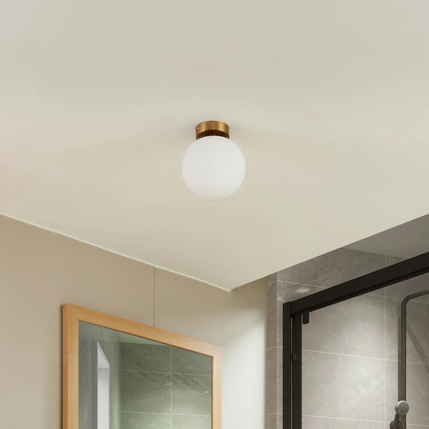 B-Ware Lucande Deckenlampe Lampe Bidolo Messingfarben Glas 15 Cm Ip44 - 4251911776324