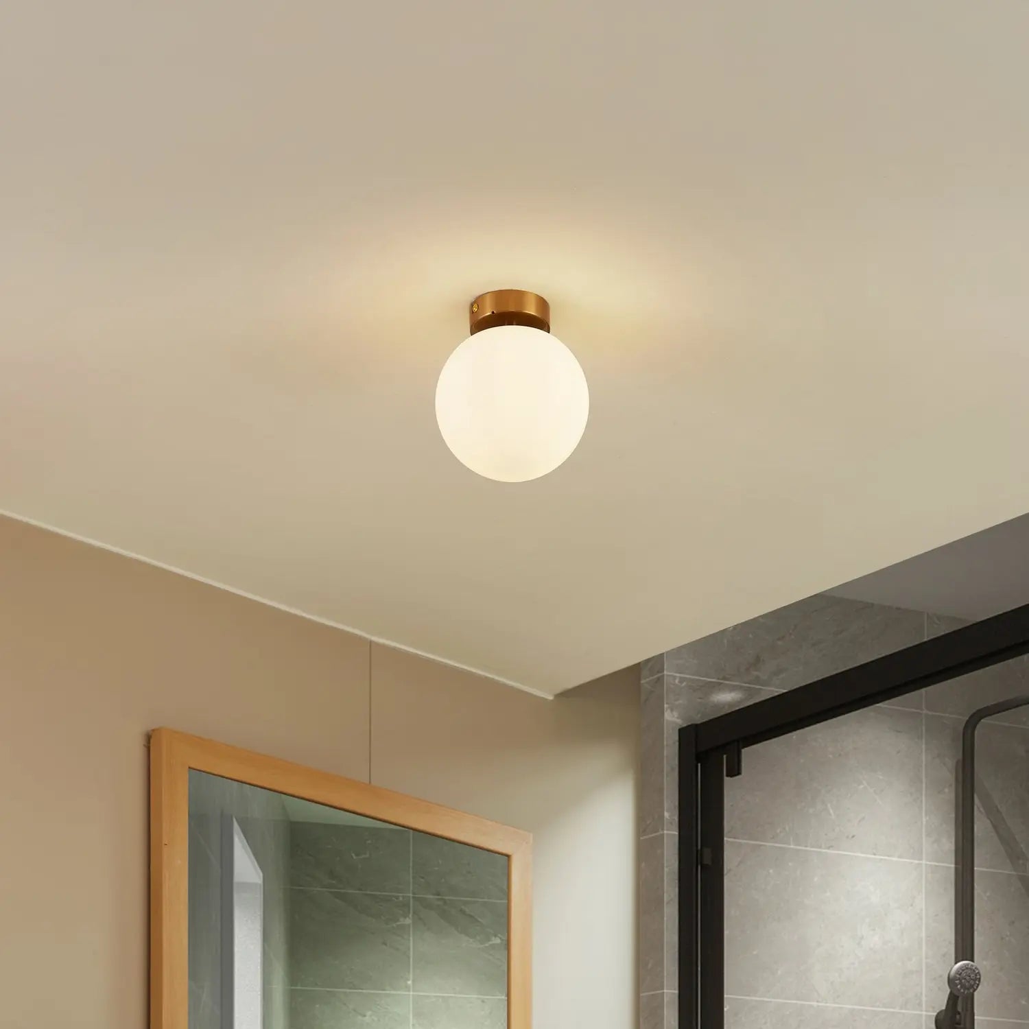 B-Ware Lucande Deckenlampe Lampe Bidolo Messingfarben Glas 15 Cm Ip44 - 4251911776324