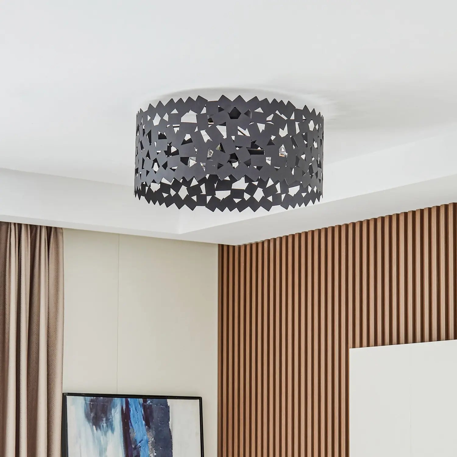 B-Ware Lucande Deckenleuchte Deckenlampe Aeloria Eisen Schwarz 50 Cm E27 Led Leuchte - 4251911775198