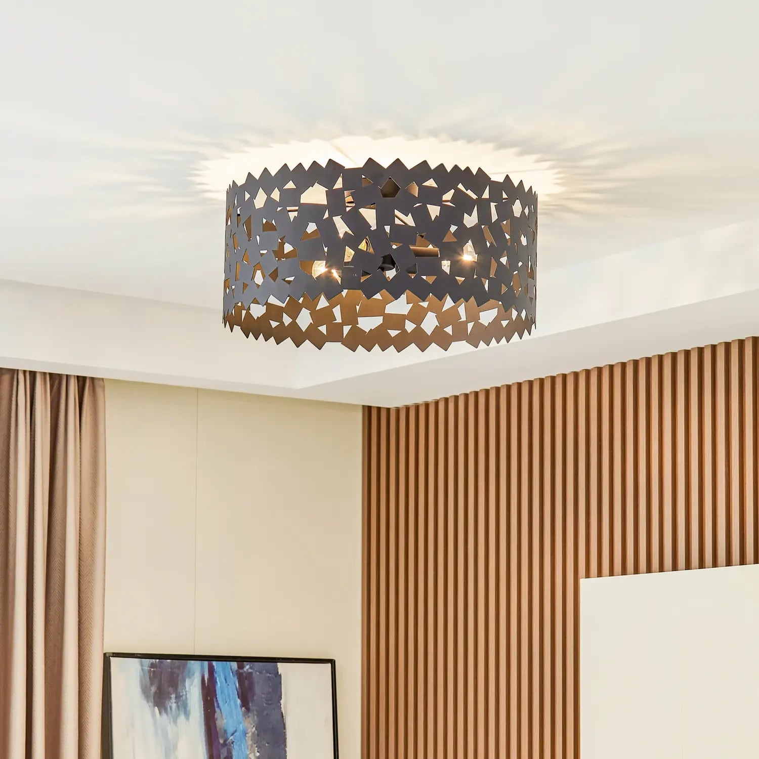B-Ware Lucande Deckenleuchte Deckenlampe Aeloria Eisen Schwarz 50 Cm E27 Led Leuchte - 4251911775198