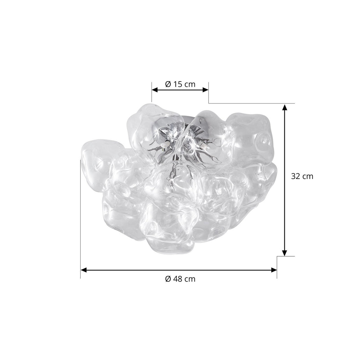 Lucande Deckenleuchte Lampe Diborah klar Glas Deckenbeleuchtung Ø 49 cm G9 - 4255830902710