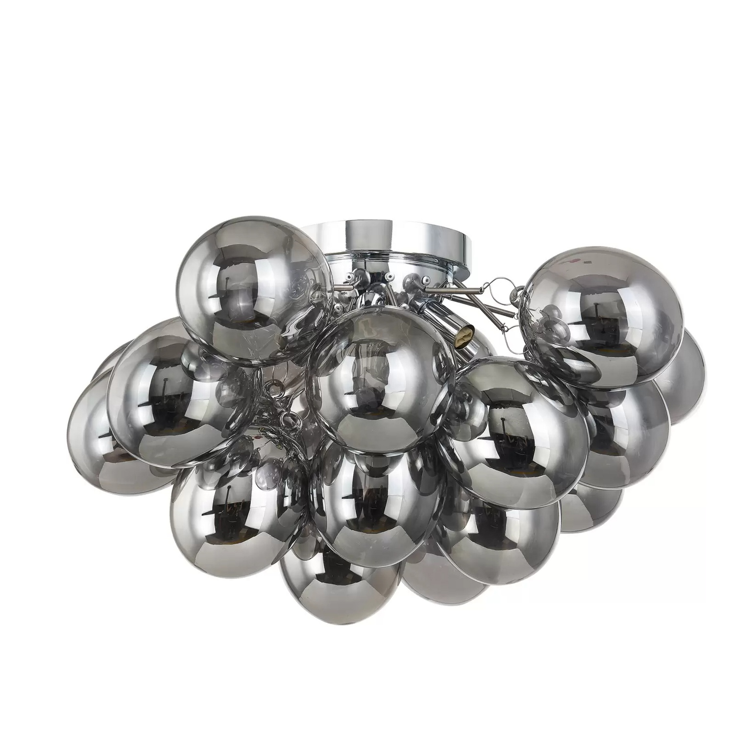 Plafonnier Lucande Diborah en verre gris fumé, qualité B, diamètre 50 cm, culot G9.