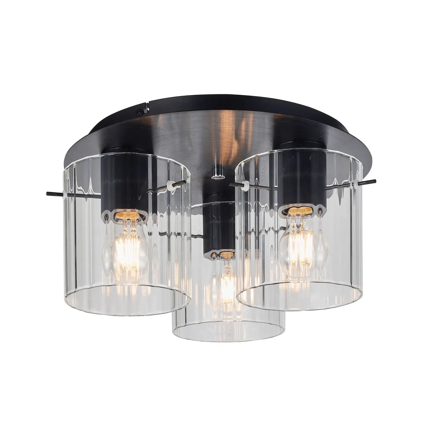 B-Ware Lucande Deckenleuchte Deckenspot Lampe Eirian Glas Schwarz Transparent E27 - 4251911775754