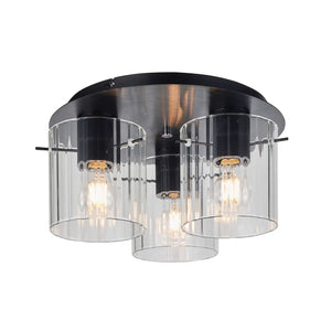 B-Ware Lucande Deckenleuchte Deckenspot Lampe Eirian Glas Schwarz Transparent E27