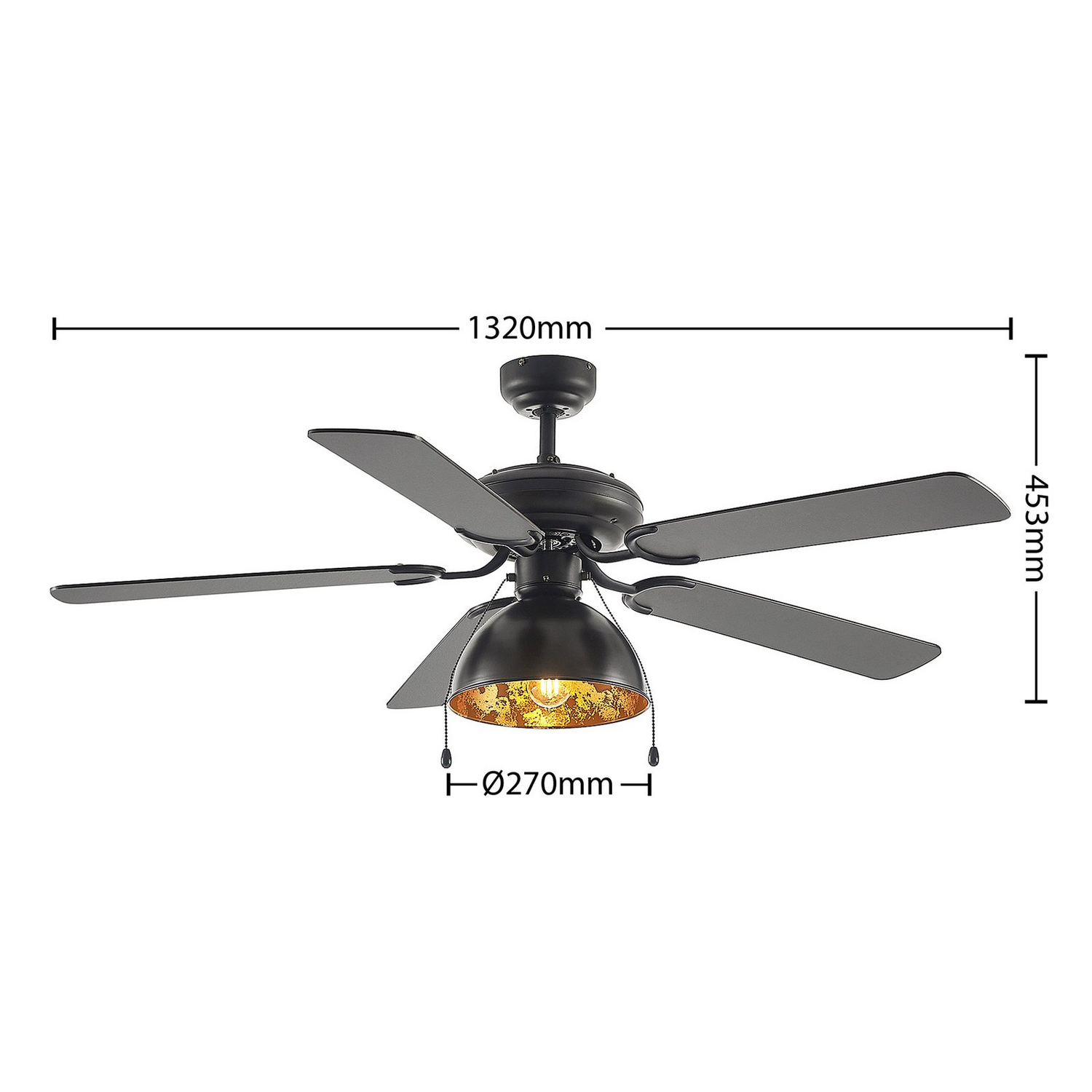 B-Ware Starluna Shamoian Deckenventilator Ventilator Leuchte Schwarz/Gold Siehe Text - 4251911744736