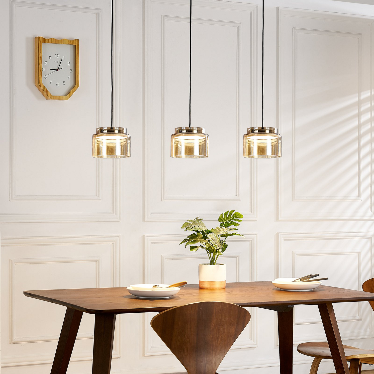 B-Ware Lucande Diano Hängeleuchte Amber Dreiflammig Hängelampe Lampe Pendelleuchte Led