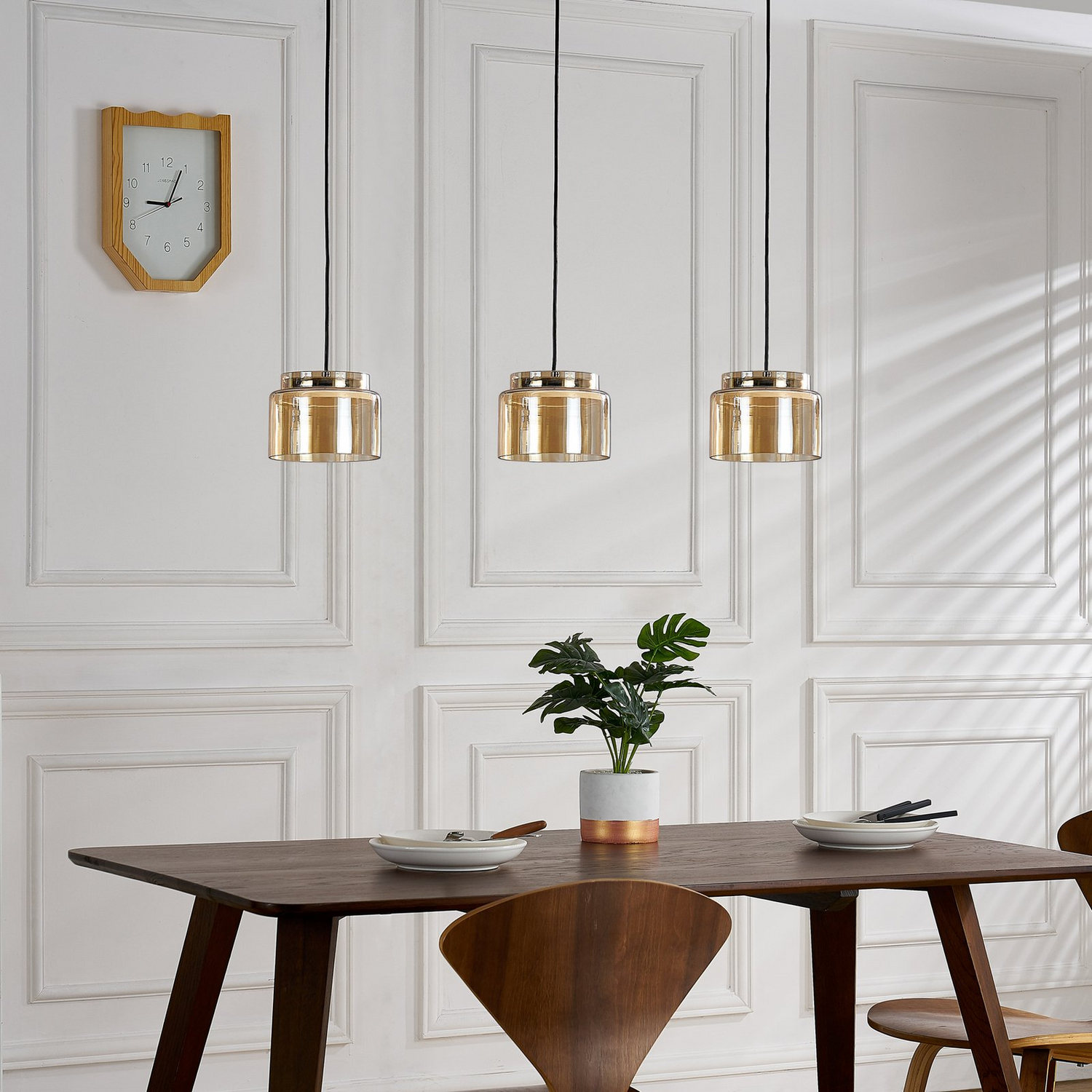 B-Ware Lucande Diano Hängeleuchte Amber Dreiflammig Hängelampe Lampe Pendelleuchte Led