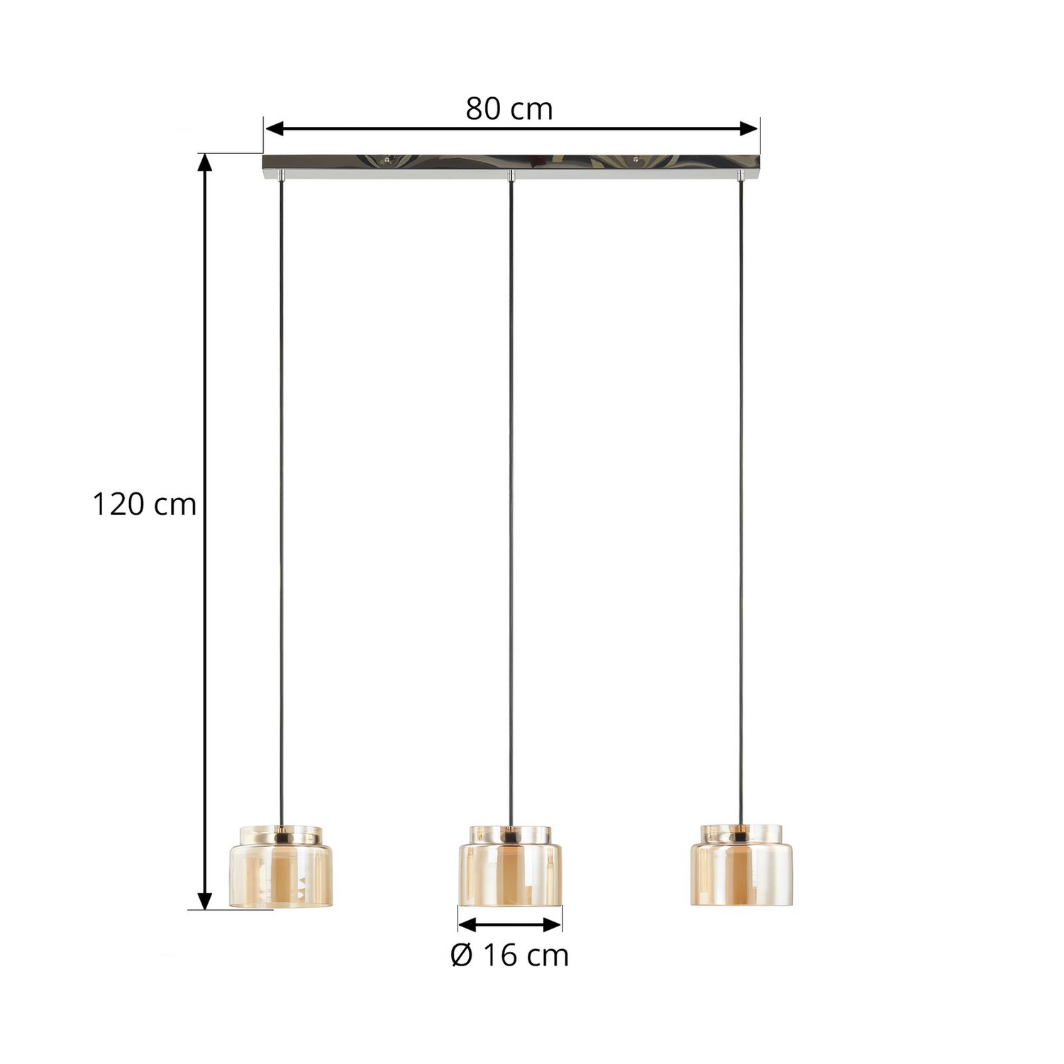 B-Ware Lucande Diano Hängeleuchte Amber Dreiflammig Hängelampe Lampe Pendelleuchte Led