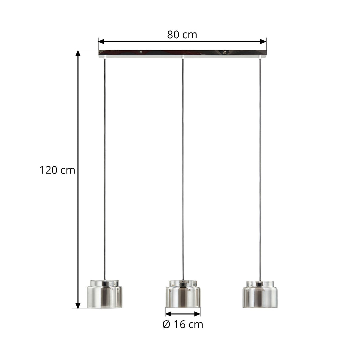 Lucande Diano Hängeleuchte Deckenlampe Pendelleuchte Lampe rauchgrau dreiflammig - 4251911767384