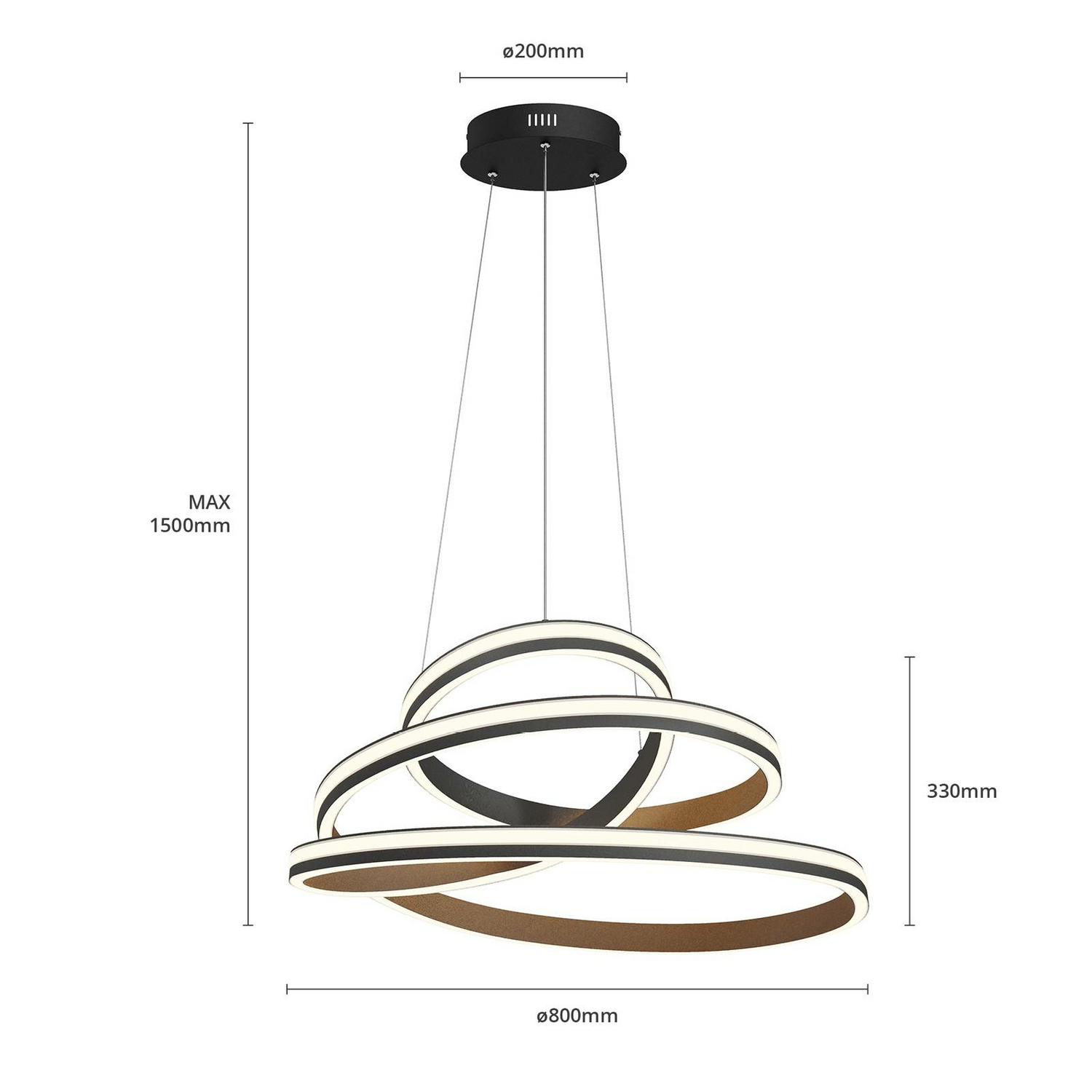 B-Ware Lucande Emlyn Led Hängeleuchte Hängeleuchte Lampe Leuchte 56 W ø 80 Cm Schwarz We - 4251096573077
