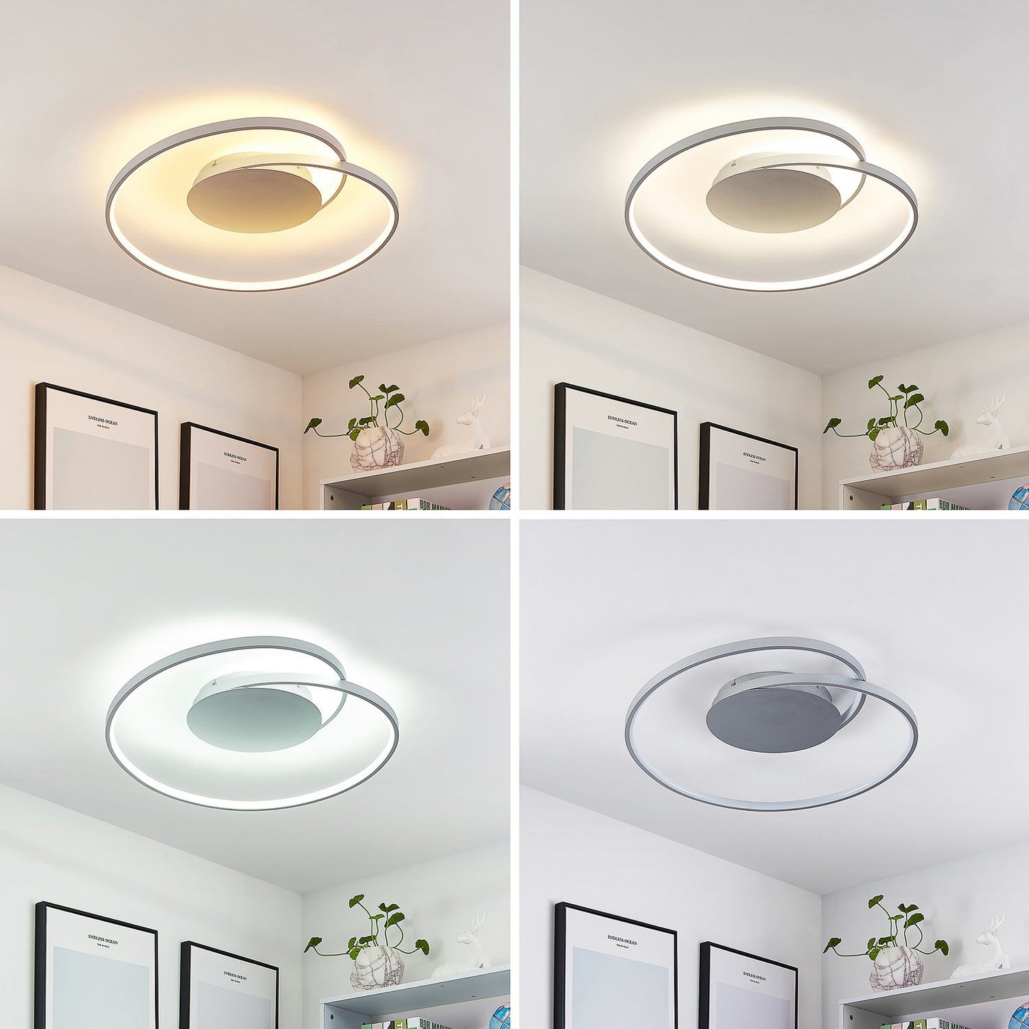 B-Ware Lucande Deckenleuchte Deckenlampe Led Enesa Silber Rund Fernbedienung Dimmbar199