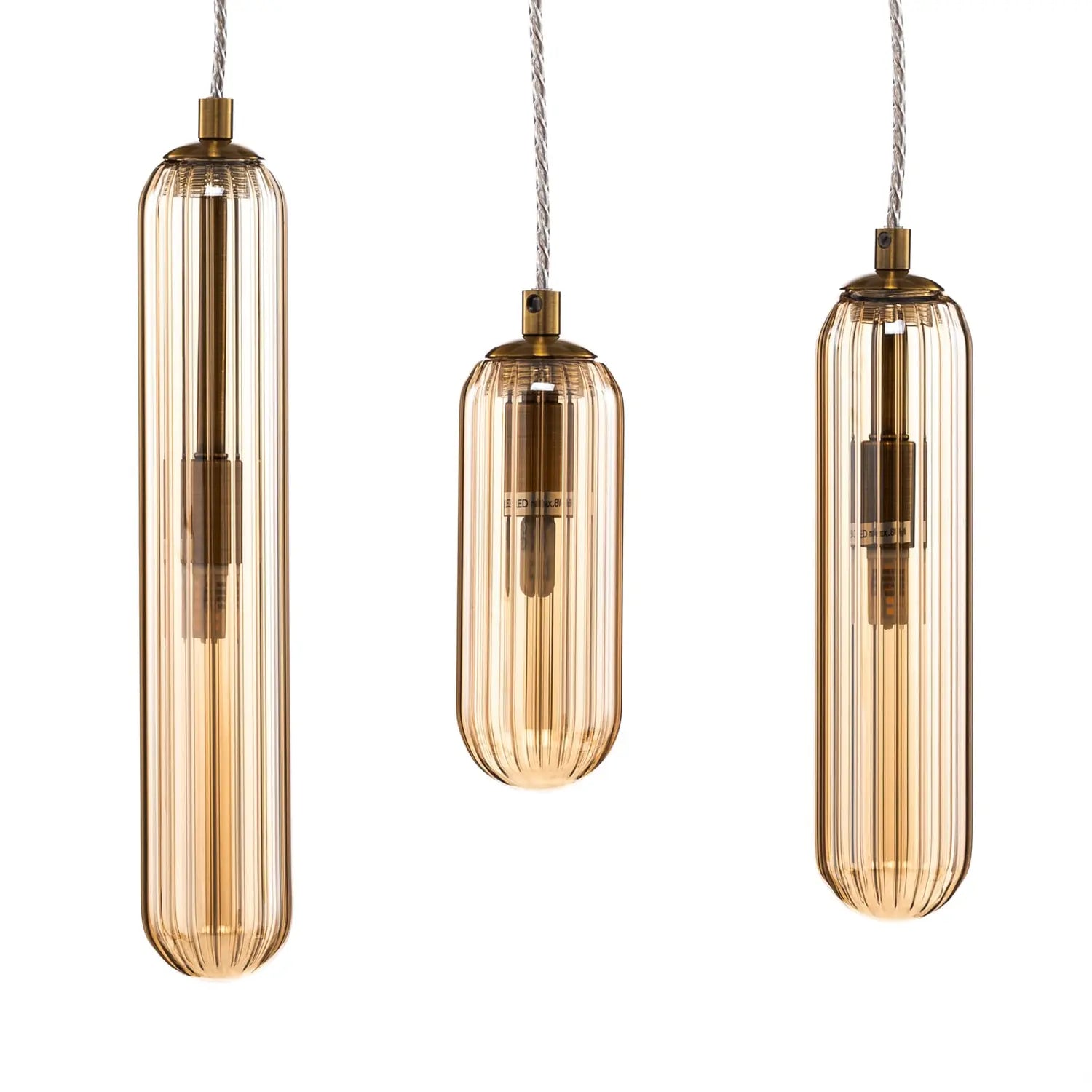 B-Ware Lucande Hängeleuchte Pendelleuchte Freylin Glas Amber Messing 3flg 38 Cm - 4251911778557