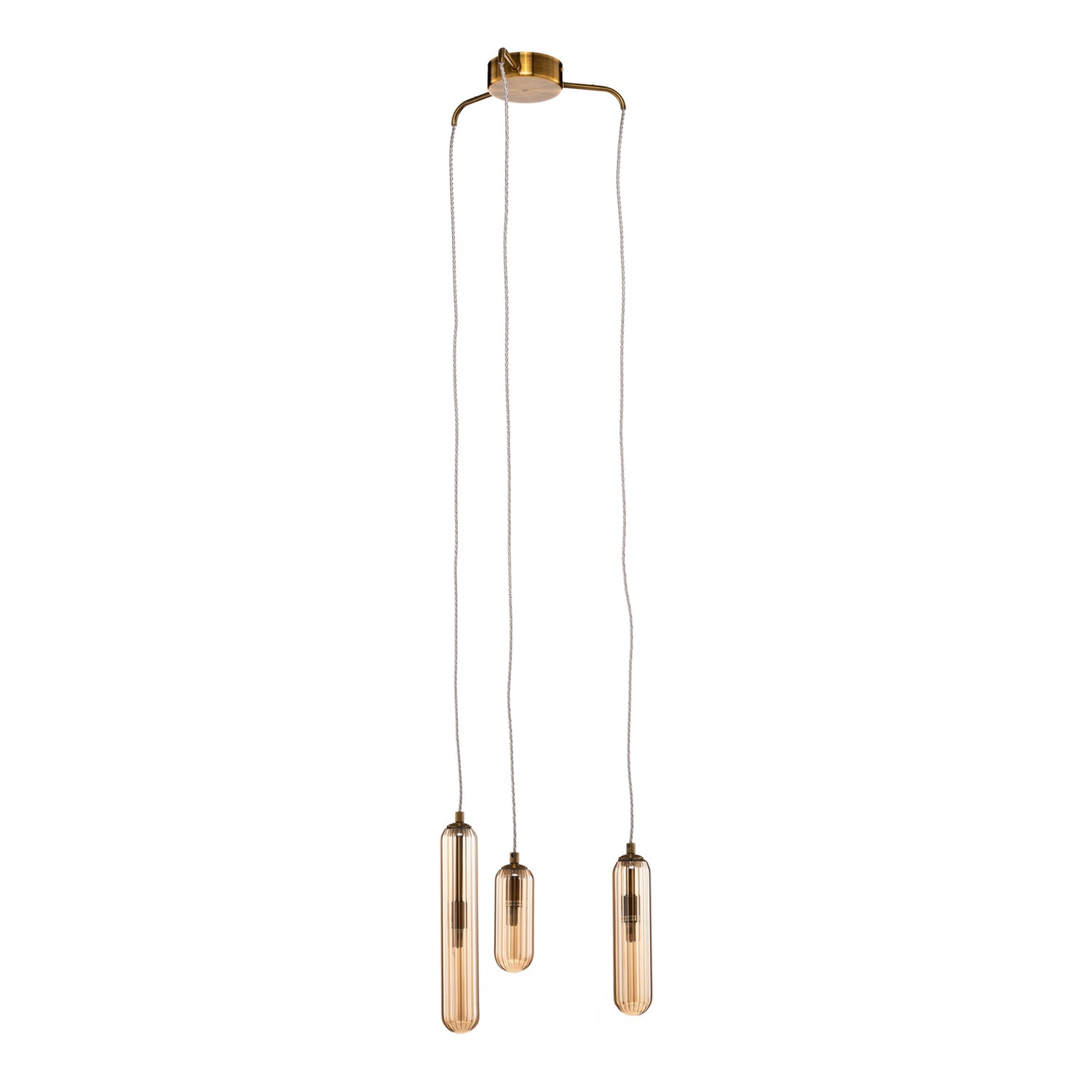 B-Ware Lucande Hängeleuchte Pendelleuchte Freylin Glas Amber Messing 3flg 38 Cm - 4251911778557