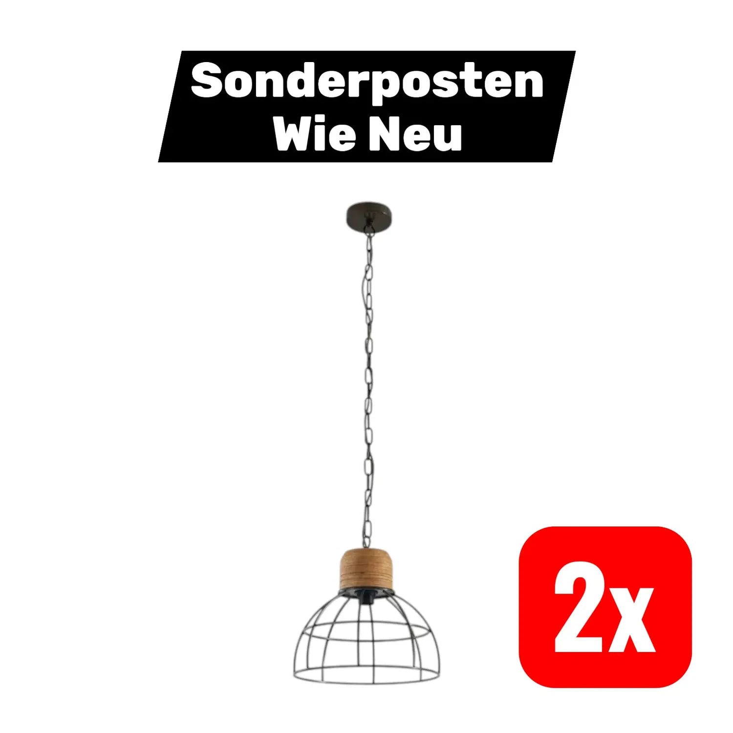 B-Ware Lucande Hängeleuchte Pendelleuchte E27 Schwarz Stahl Käfig 2  Stück - 4251911777680