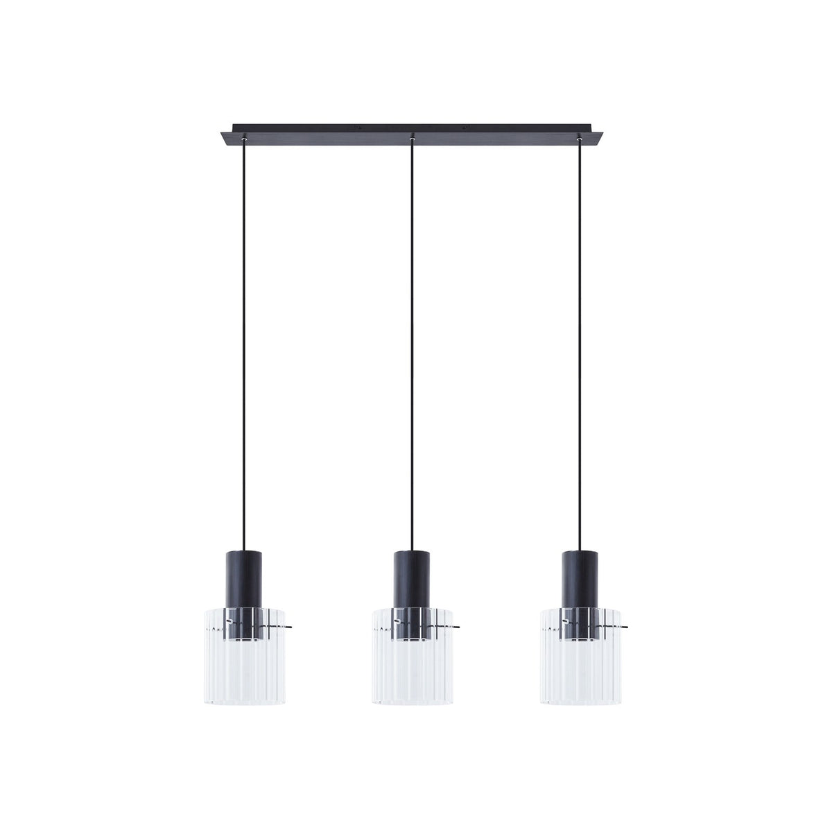 Lucande Hängeleuchte Pendelleuchte Eirian Glas 3-flammig schwarz 90 cm Lampe - 4251911775778
