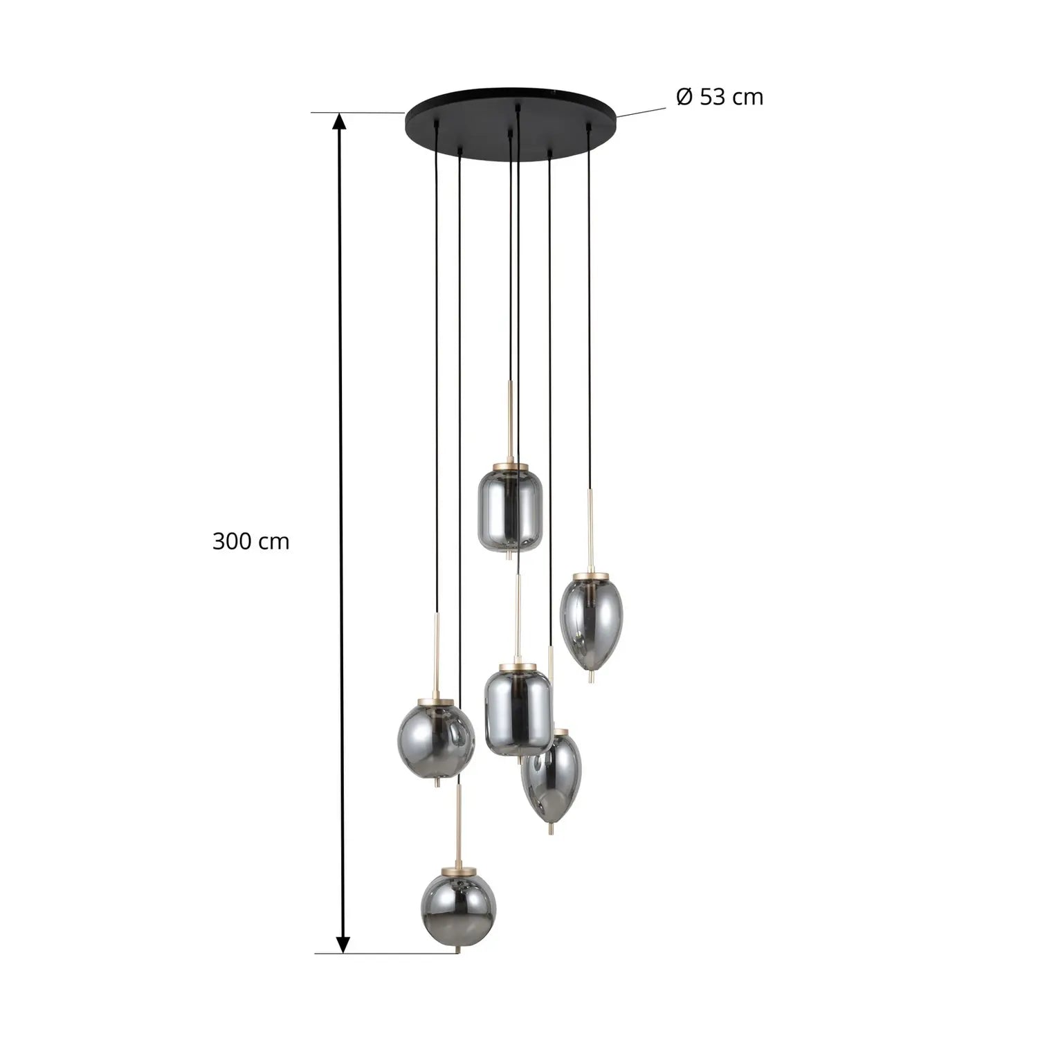 B-Ware Lucande Hängeleuchte Pendelleuchte Elani Glas Schwarz Gold E14 Led 6 Flammig