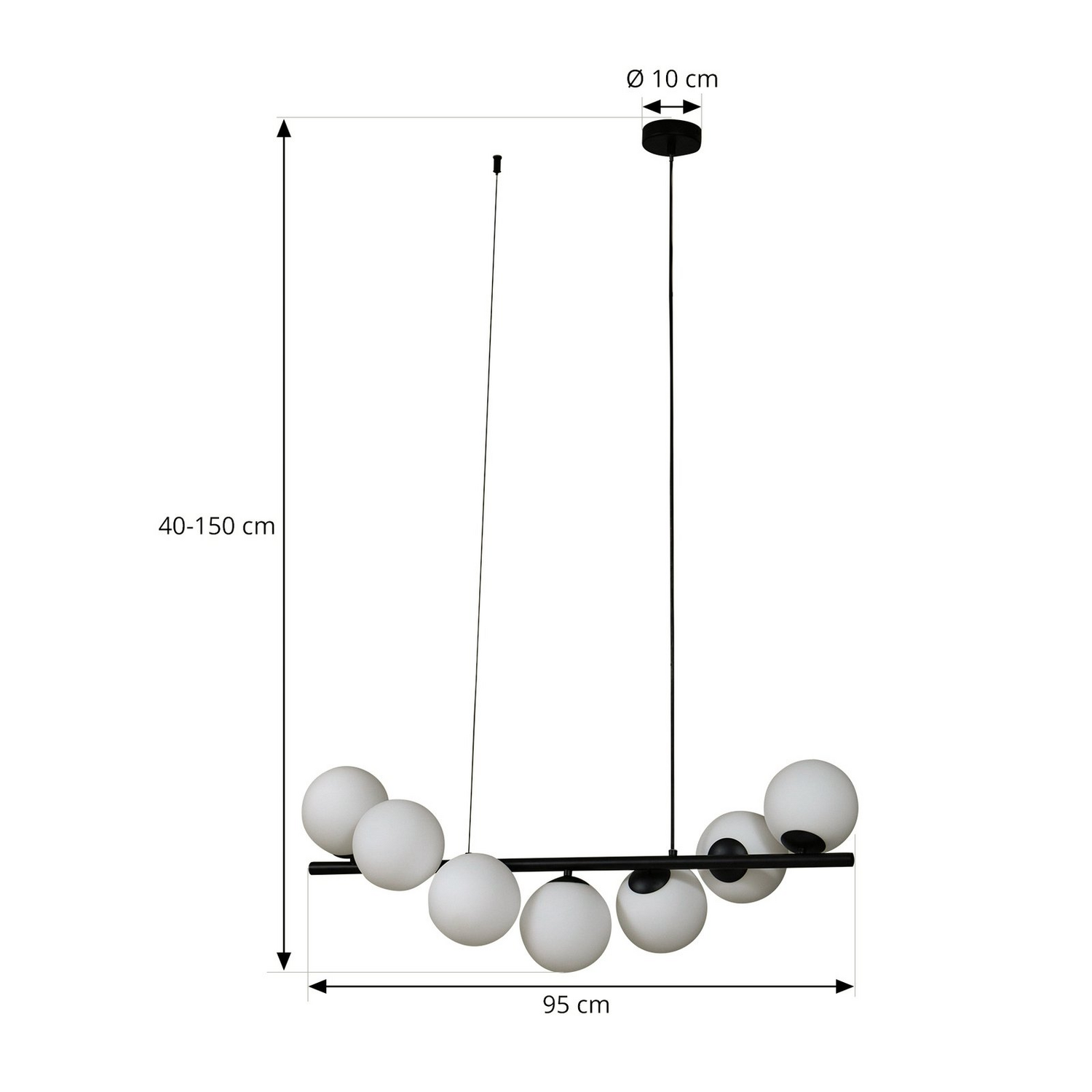 B-Ware Lucande Hängeleuchte Isandro Hängelampe Leuchte Lampe Schwarz / Opal 7 Flammig - 4251911786422