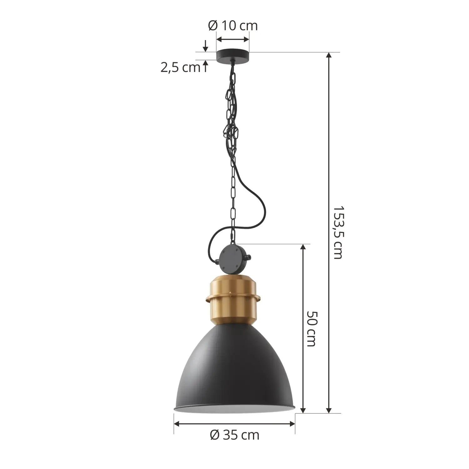 B-Ware Lucande Hängeleuchte Pendelleuchte Kaeloria Schwarz/Messing Alu ø 35 Cm E27  - 4251911768312