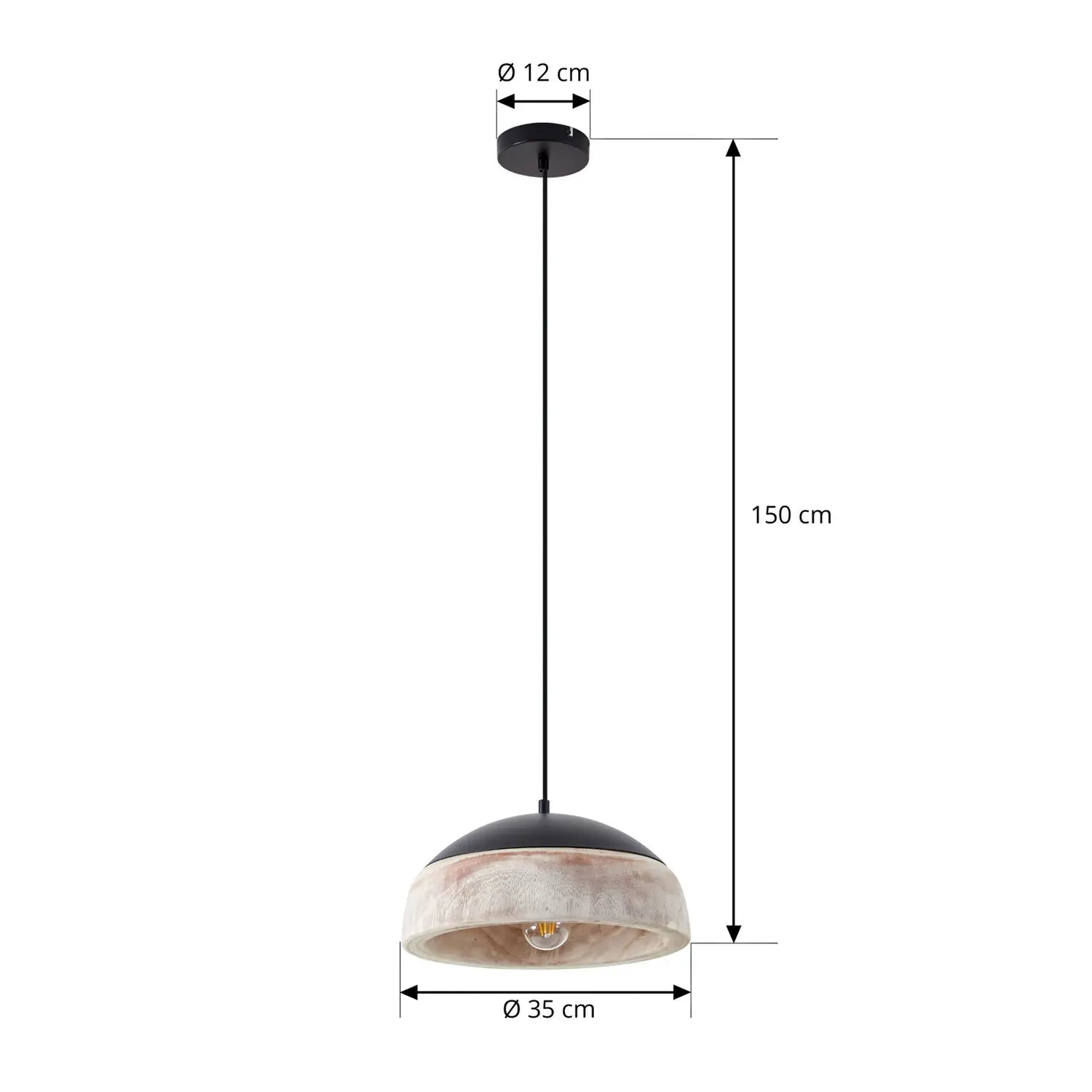B-Ware Lucande Hängeleuchte Pendelleuchte Leivar  ø35cm Led Holz Schwarz E27 Lampe 913 - 4255830906558