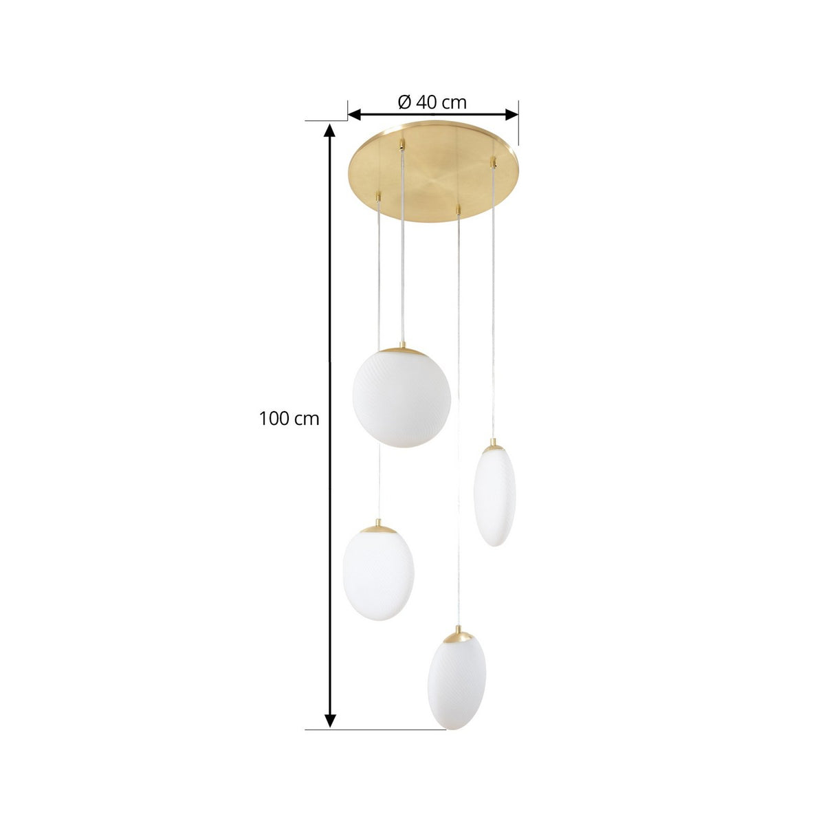 Lucande Hängeleuchte Pendelleuchte Lunelle messing Glas 4-flammig Ø 40 cm G9 - 4255830900624