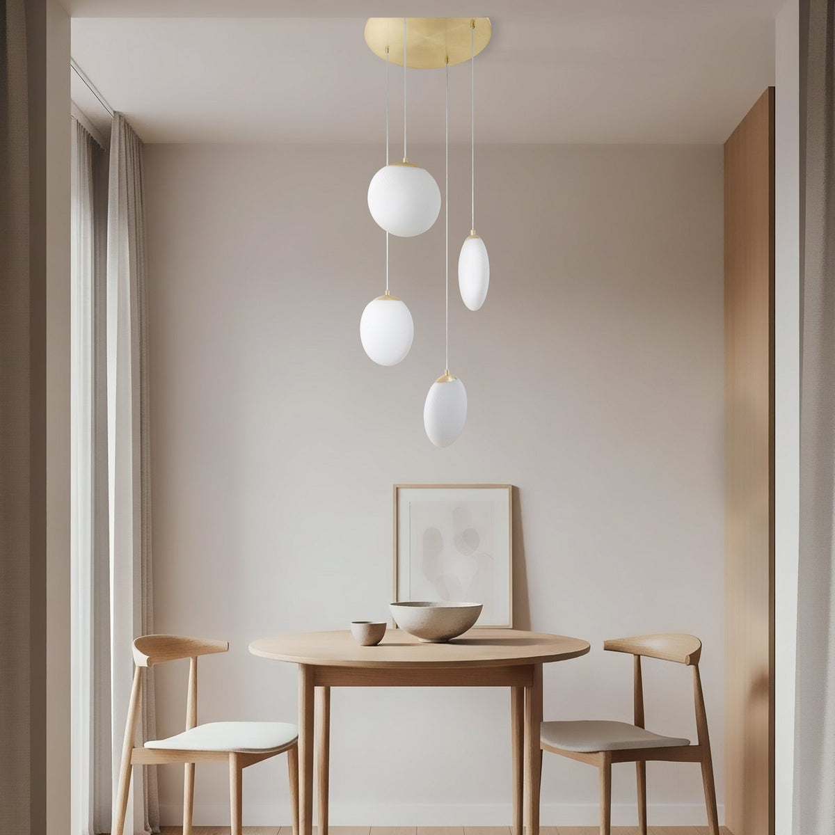 Lucande Hängeleuchte Pendelleuchte Lunelle messing Glas 4-flammig Ø 40 cm G9 - 4255830900624