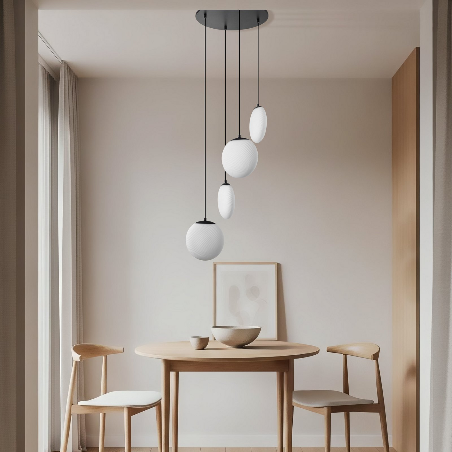 B-Ware Lucande Hängeleuchte Pendelleuchte Lunelle Schwarz Glas 4flg ø 40cm - 4255830900631