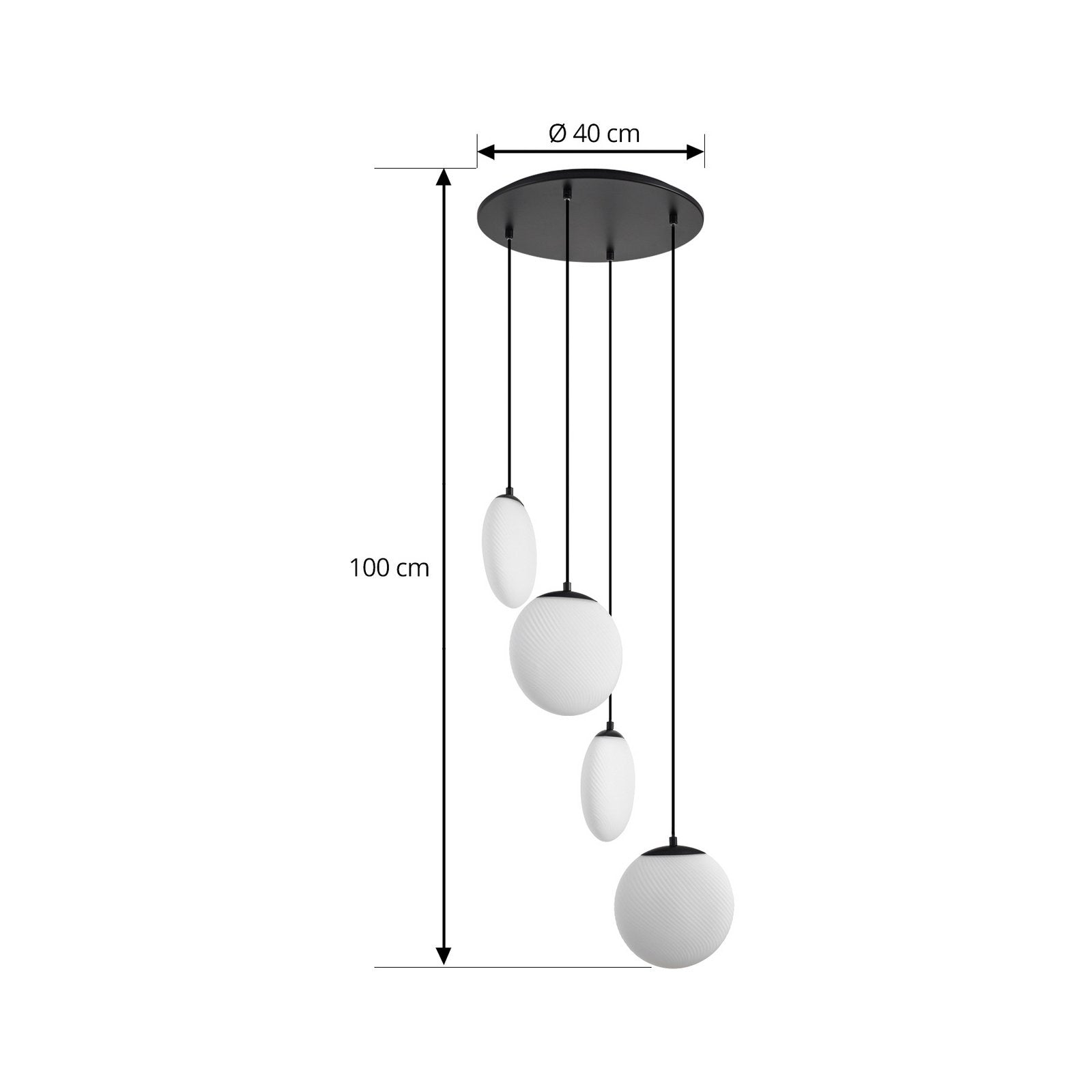 Lucande Hängeleuchte Pendelleuchte Lunelle schwarz Glas 4flg Ø 40cm - 4255830900631