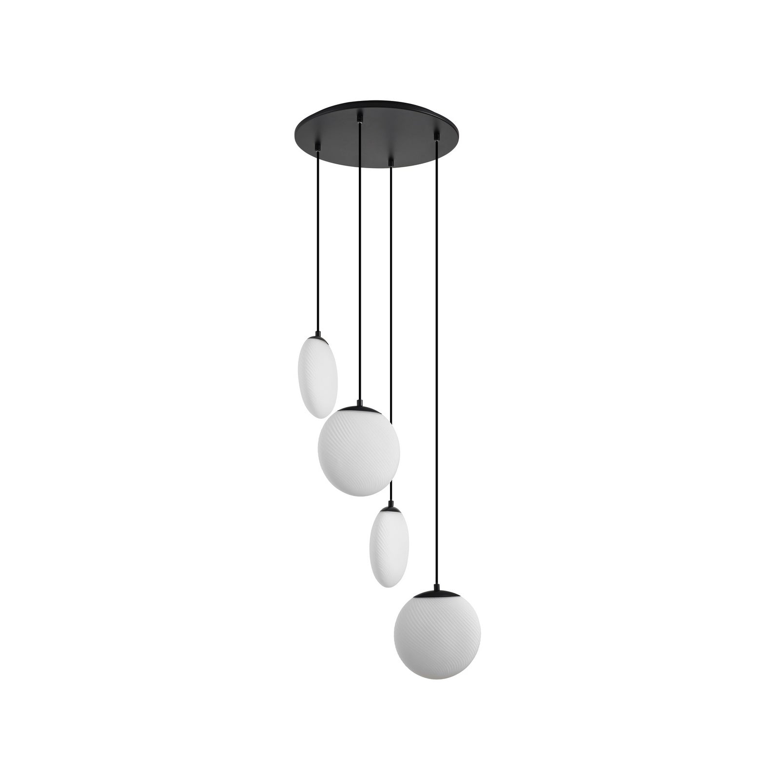Lucande Hängeleuchte Pendelleuchte Lunelle schwarz Glas 4flg Ø 40cm - 4255830900631