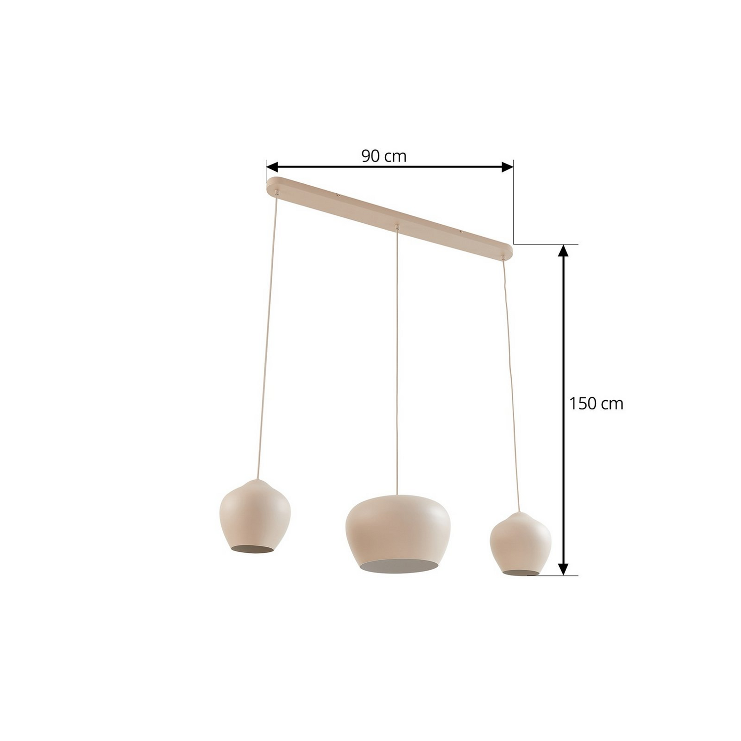 B-Ware Lucande Hängeleuchte Pendelleuchte Lampe Malisa Beige Metall 3 Flammig 90 Cm540