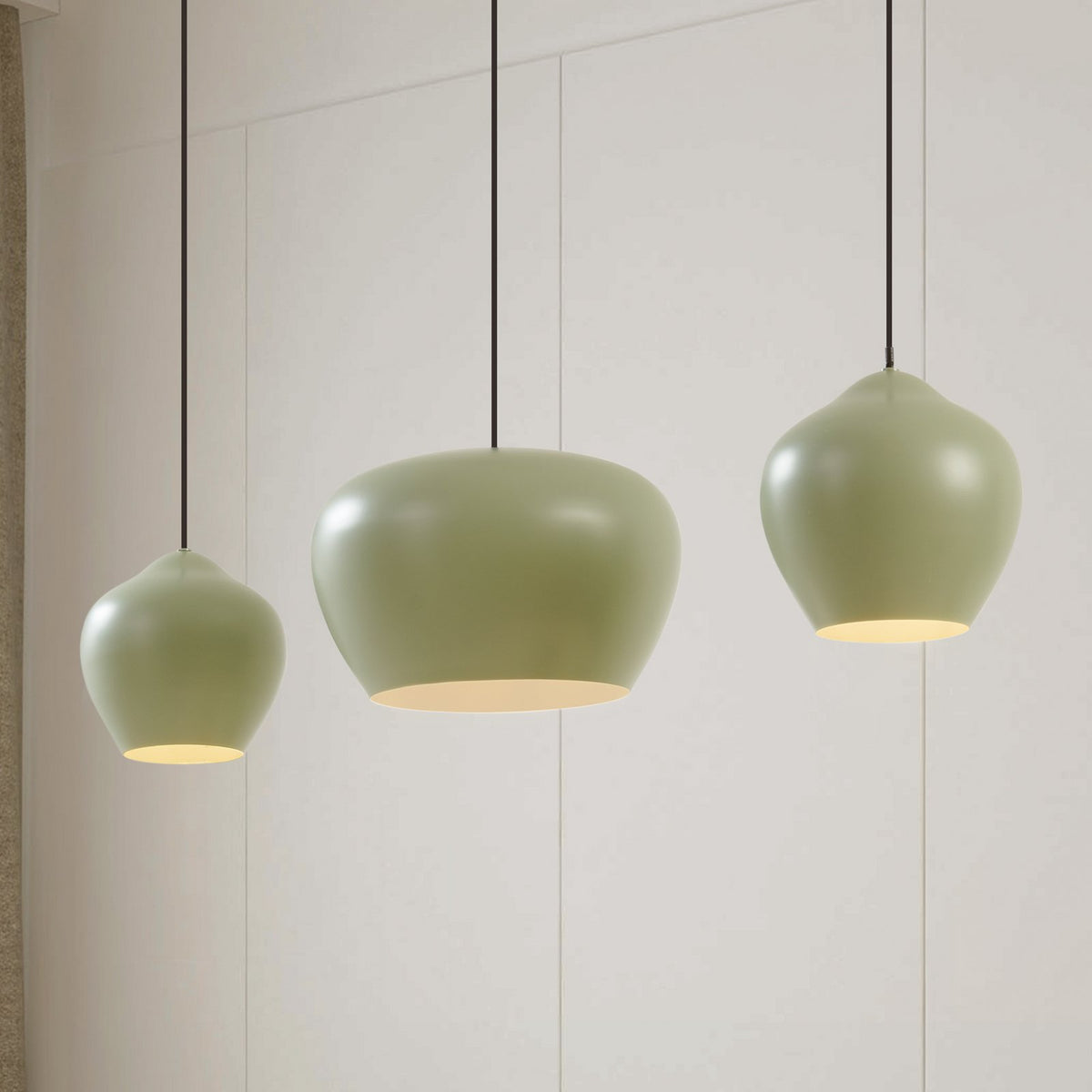 Lucande Hängeleuchte Pendelleuchte Malisa grün 3fl Metall Länge 90cm841 - 4251911796407
