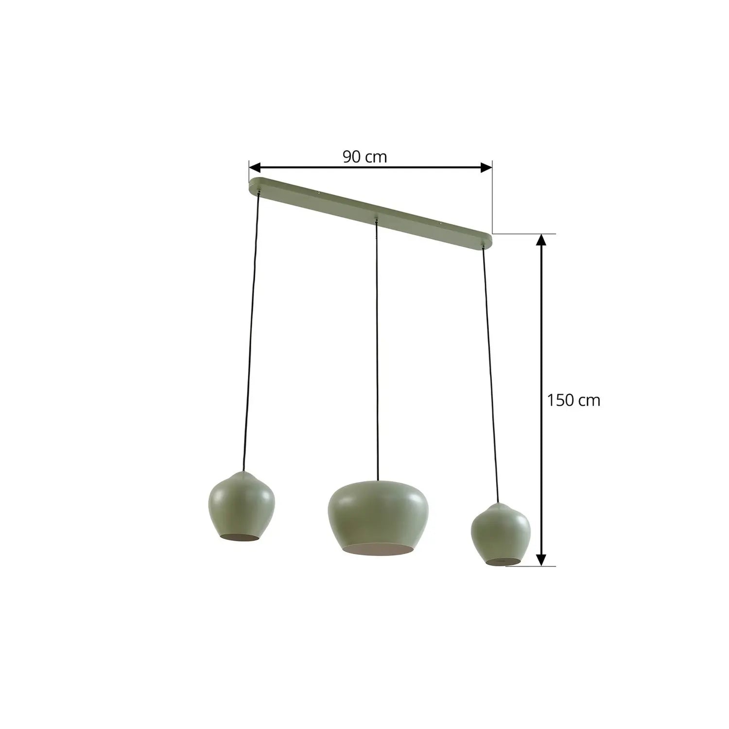 B-Ware Lucande Hängeleuchte Pendelleuchte Malisa Grün 3fl Metall Länge 90cm - 4251911796407