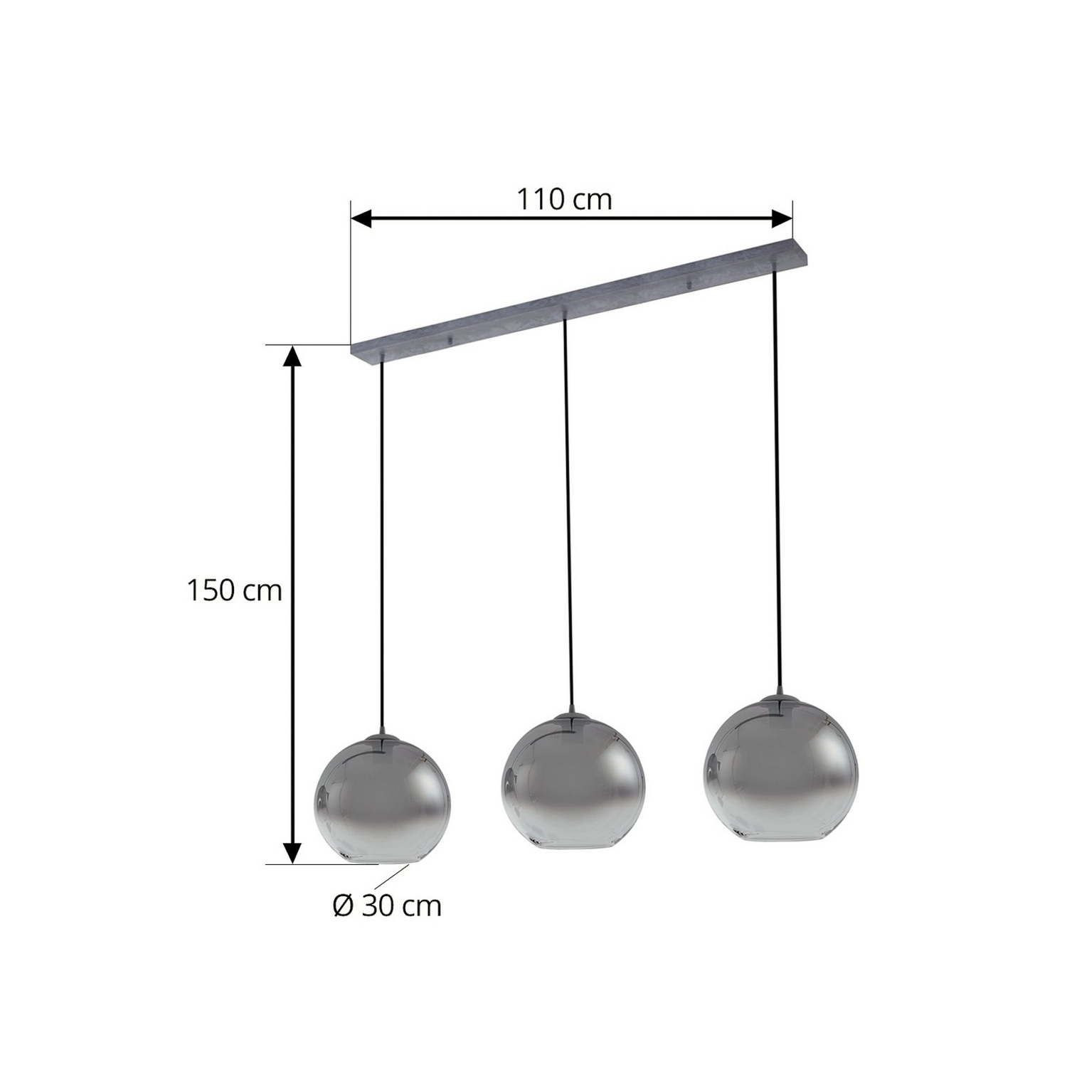 Lucande Hängeleuchte Pendelleuchte Brillar Glas Rauchgrau 3flg 128cm Lampe Spot B-Ware - 4251911798456