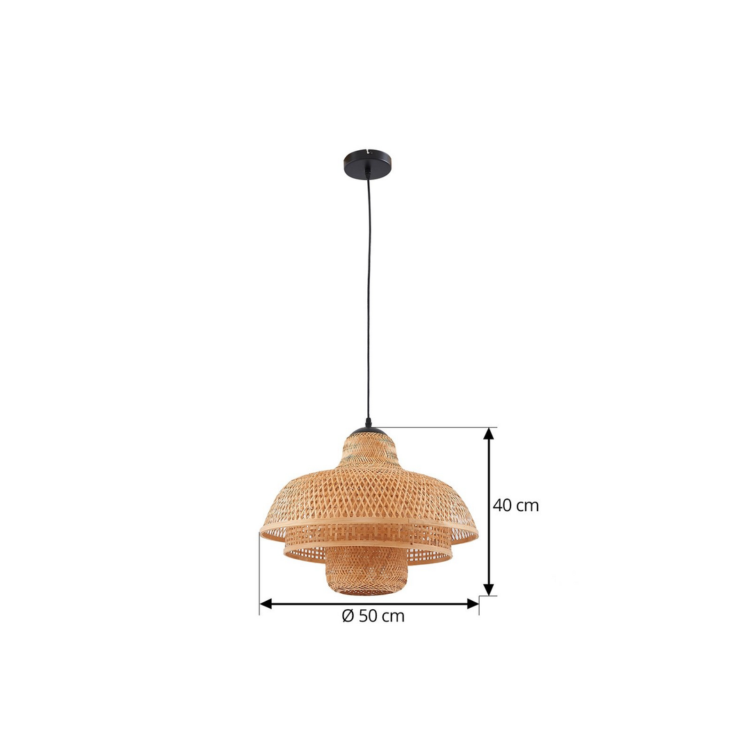 Lucande Hängeleuchte Pendelleuchte Rasmina Lampe Holz Bambus ø 50 Cm 1 Flammig B-Ware - 4251911792522