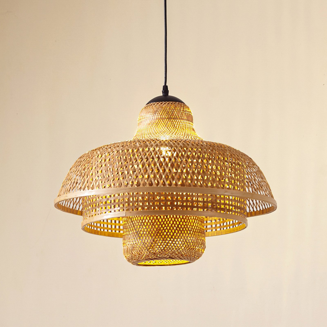 Lucande Hängeleuchte Pendelleuchte Rasmina Lampe Holz Bambus ø 50 Cm 1 Flammig B-Ware - 4251911792522
