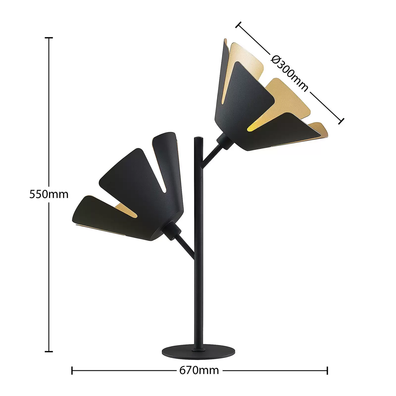B-Ware Lucande Jemmily Tischleuchte Schreibtischlampe Lampe Zweiflammig Schwarz Gold644