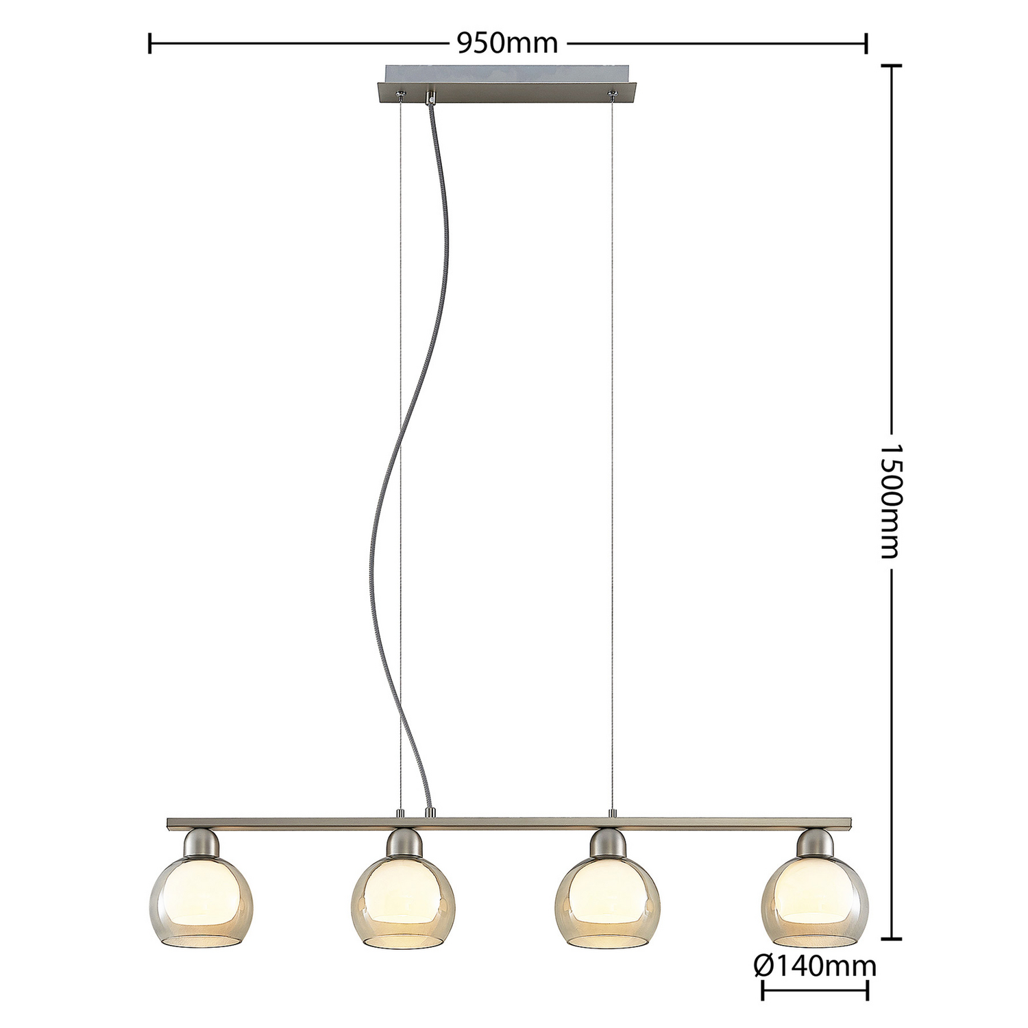 B-Ware Lucande Kaiya Hängeleuchte Leuchte Lampe Hängelampe Glas Vierflammig - 4251911738179