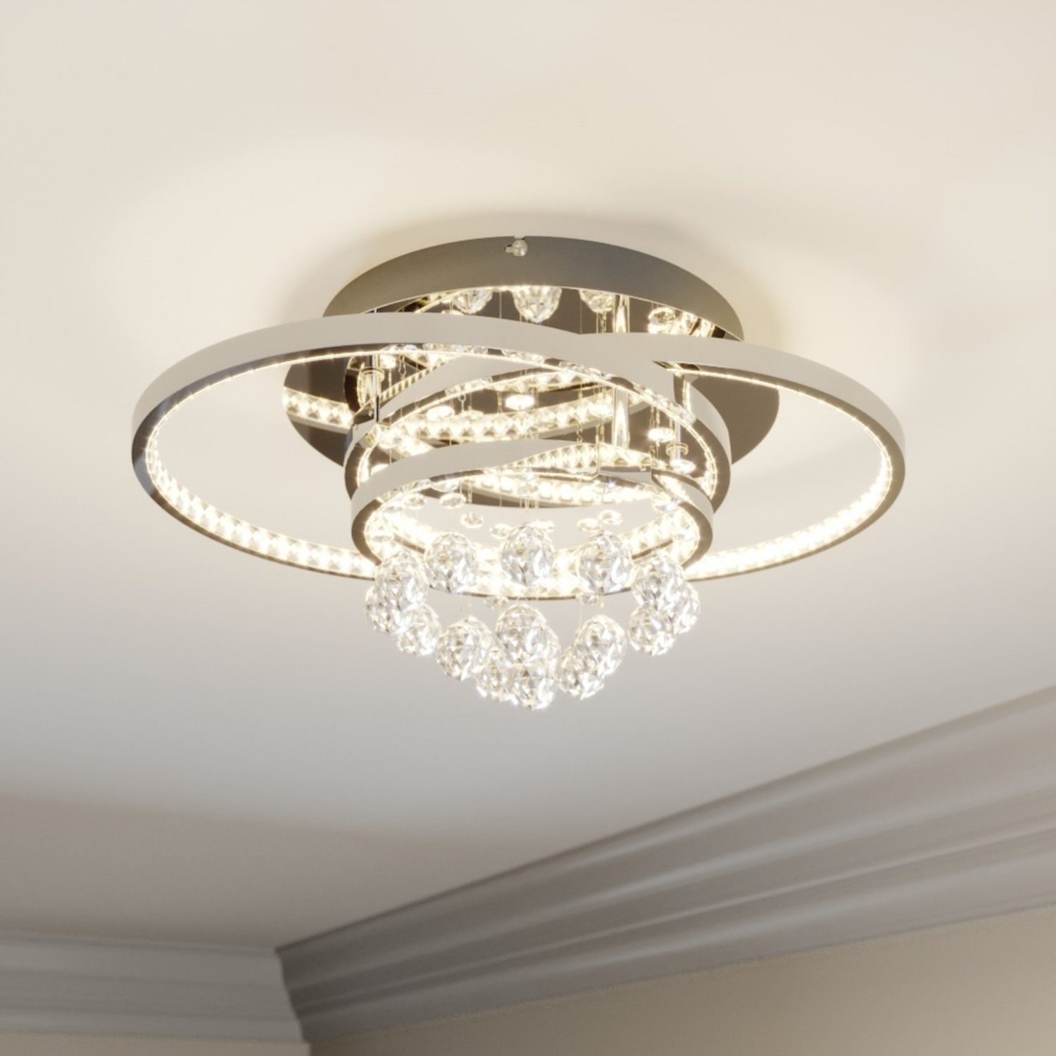 B-Ware Lucande Deckenleuchte Lampe Led Kristallleuchte Keely Kristall Chromfarben 4337
