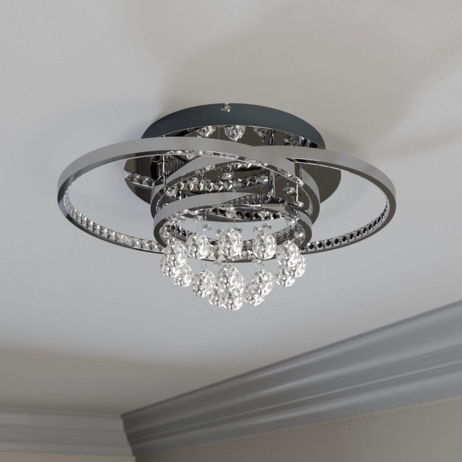 B-Ware Lucande Deckenleuchte Lampe Led Kristallleuchte Keely Kristall Chromfarben 4337
