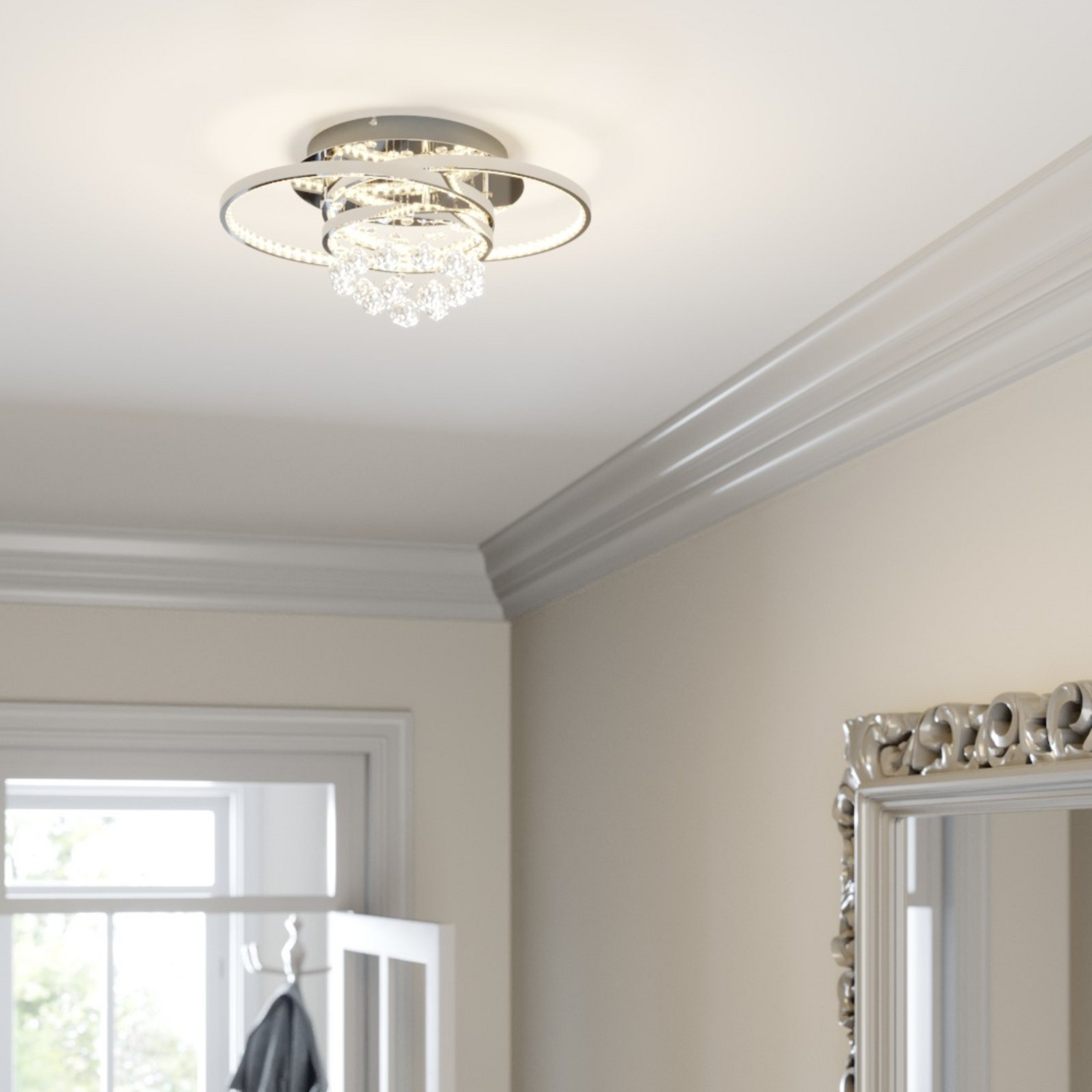B-Ware Lucande Deckenleuchte Lampe Led Kristallleuchte Keely Kristall Chromfarben 4337