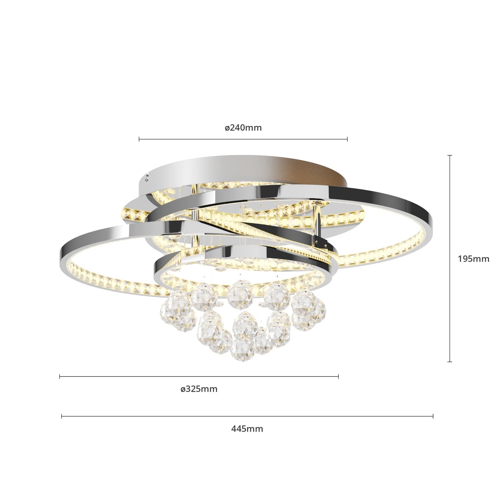 Lucande Deckenleuchte Lampe LED chrom transparent Eisen Kristall dimmbar Keely - 9624929