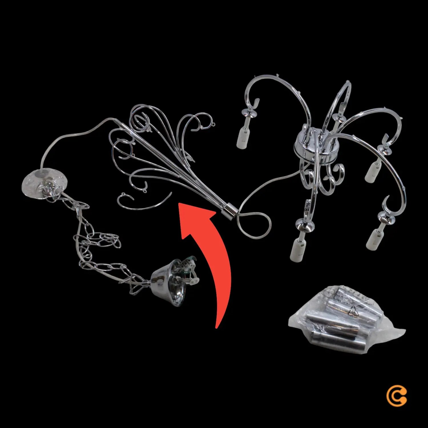 B-Ware Lucande Kronleuchter Deckenlampe Solveig Kristalle 5 Fl Chrom Siehe Text/Foto - 4251096545807