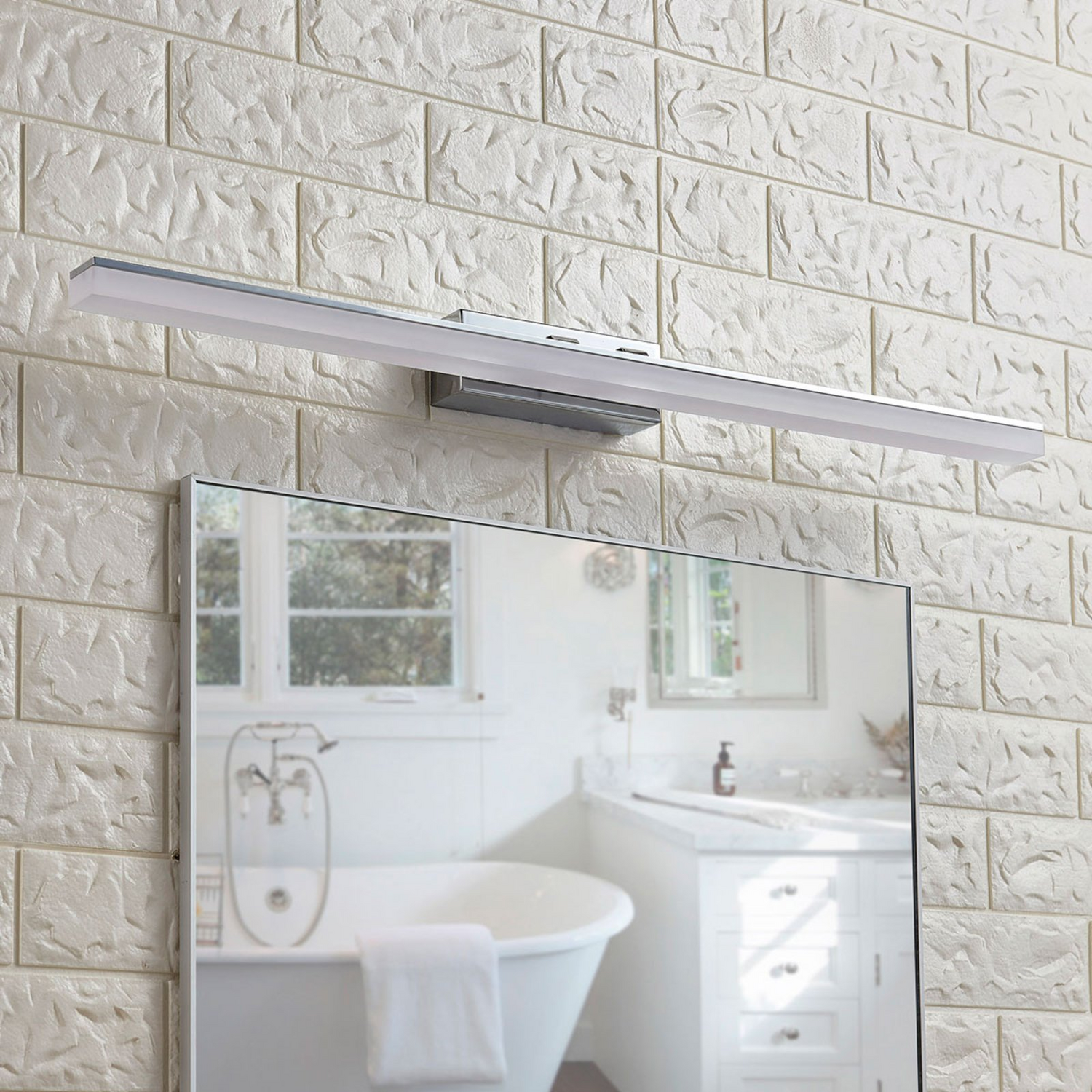 B-Ware Lucande Spiegelleuchte Badleuchte Led Julie Chrom Metall Badezimmerlampe Ip44