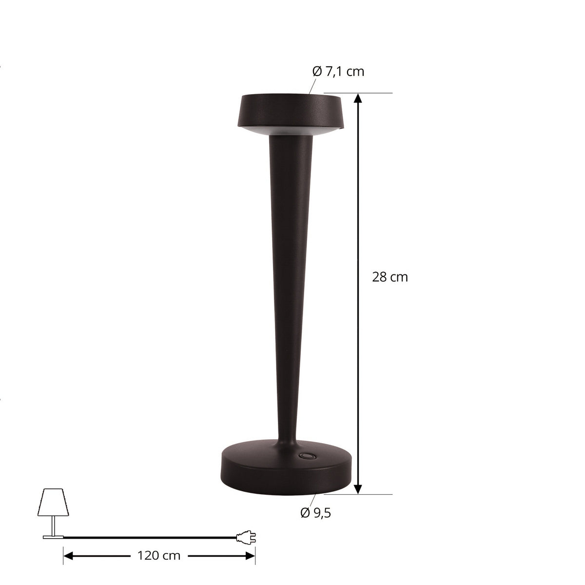 Kerzenständer Leuchte Vase Lucande Akku LED Lea Dunkelbraun 28 cm - 4255830900297
