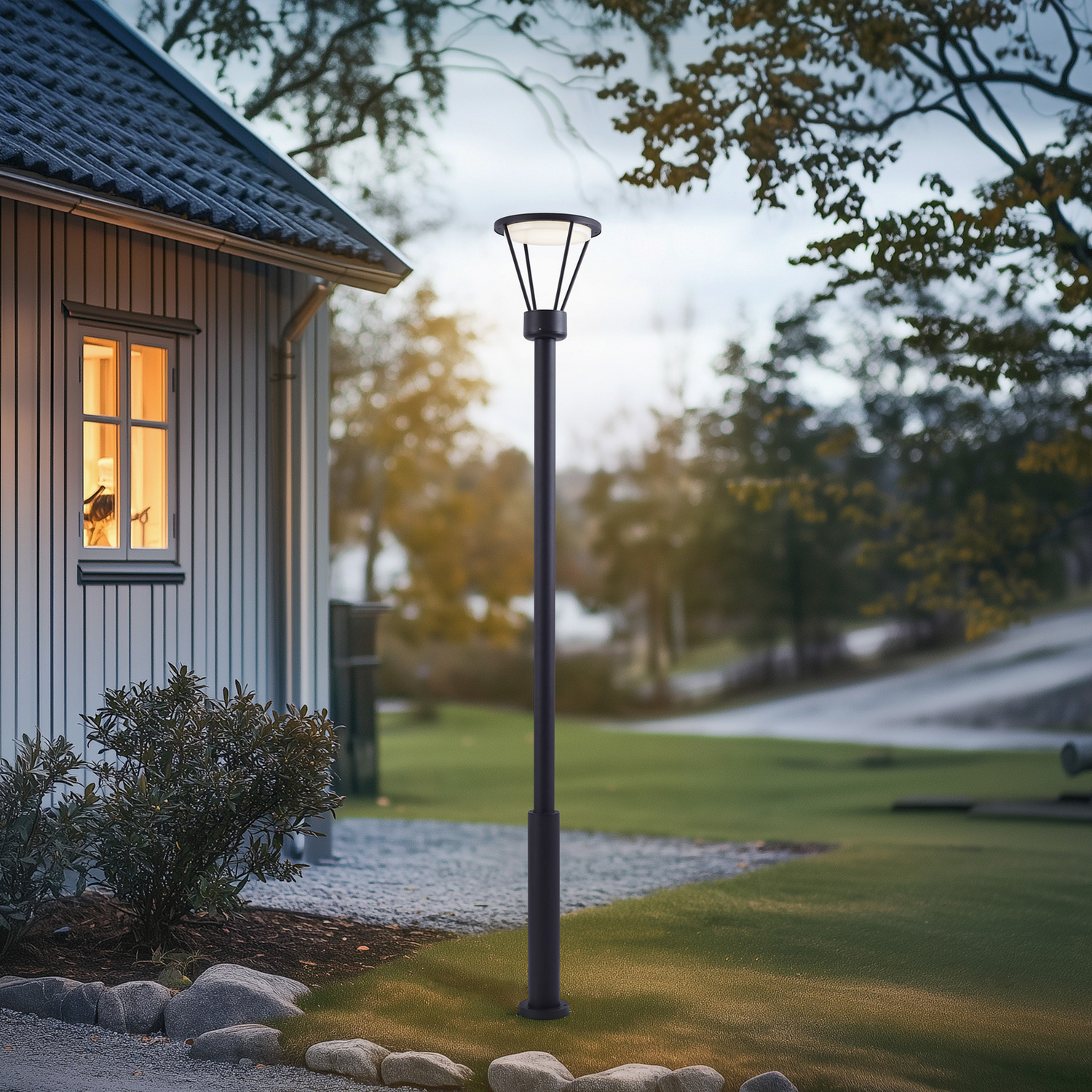 Lucande Led Außenleuchte Elario 222 Cm Schwarz Aluminium Lampe Leuchte Spot B-Ware - 4251911787108