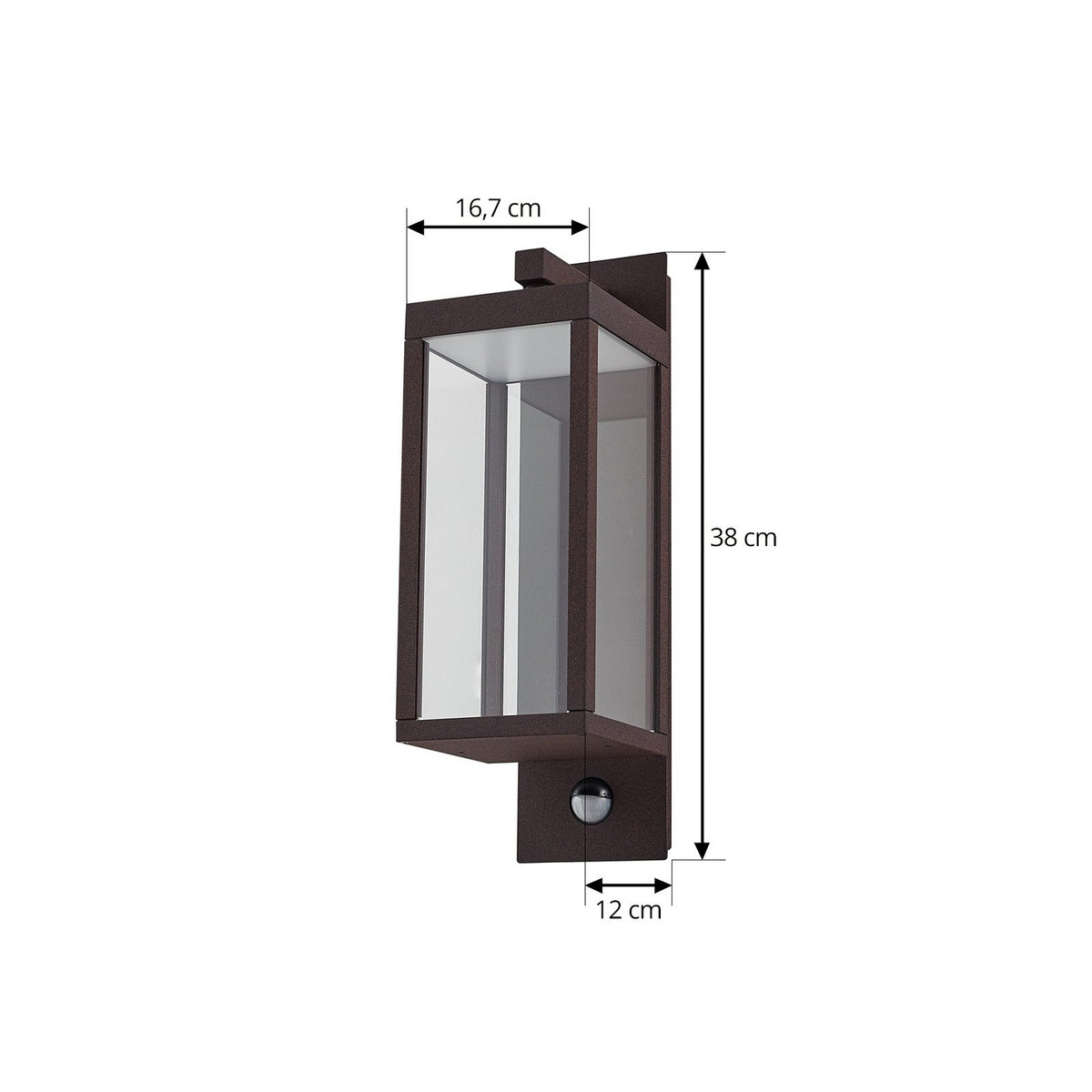 Lucande Wandleuchte Außenlampe Ferdinand LED Sensor Bewegungsmelder braun rostfa - 4251911798258