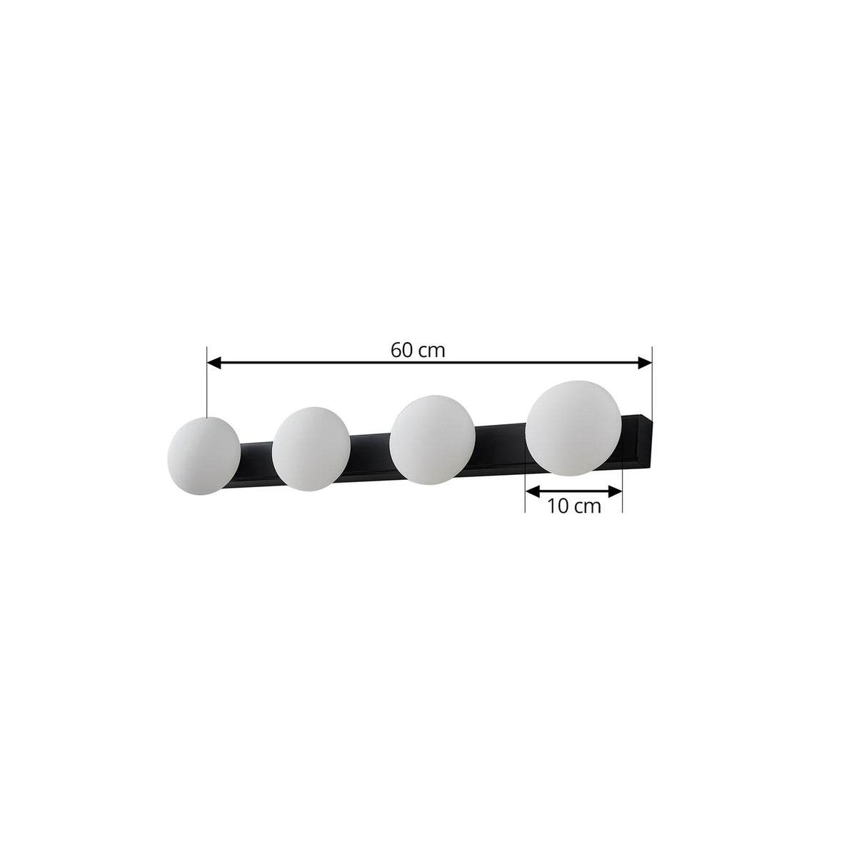 Lucande Wandlampe Badleuchte LED Glas schwarz IP44 Aluminium Myrra 60 cm - 4251911776485