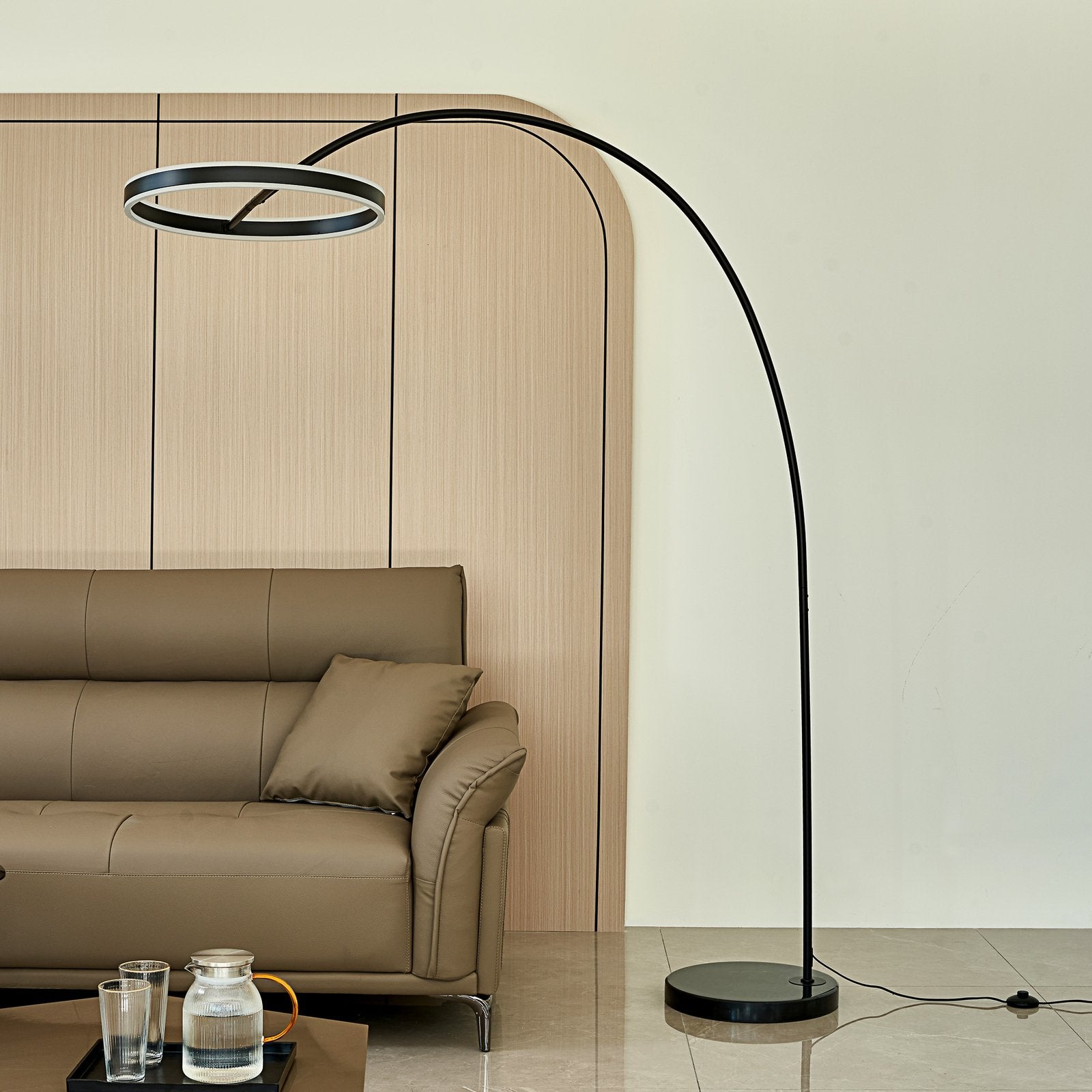Lucande Stehlampe Bogenlampe Yekta LED dimmbar schwarz Wohnzimmerlampe - 4251911761955